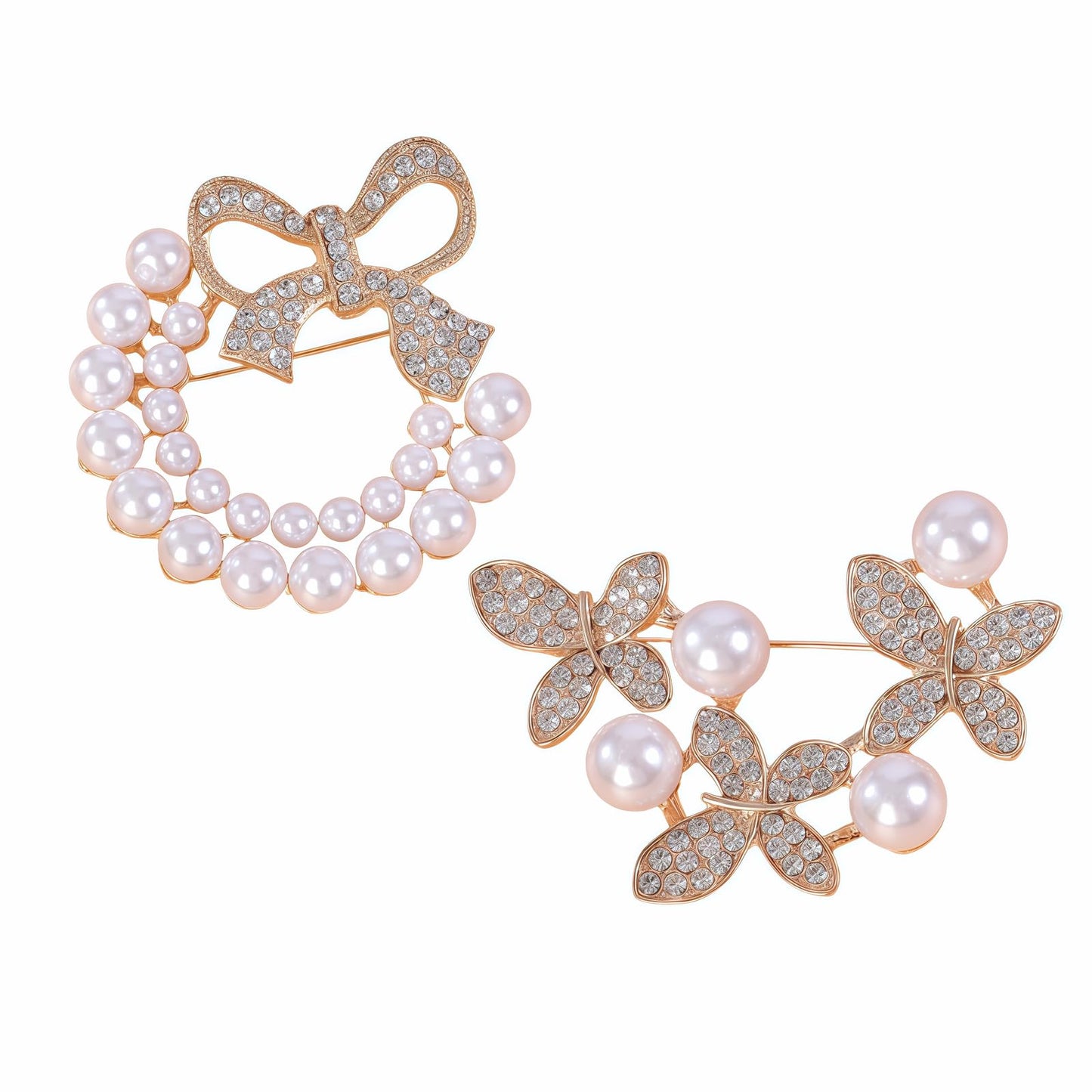 Yaximhozz 2pcs Rhinestone Brooch Pin for Women Dress Elegant Stylish Crystal Brooches Fashion Accessories Pins Lapel Boutonniere Ideas Wedding Christmas Birthday Jewelry Easter Gift (02 Gold Pearl)