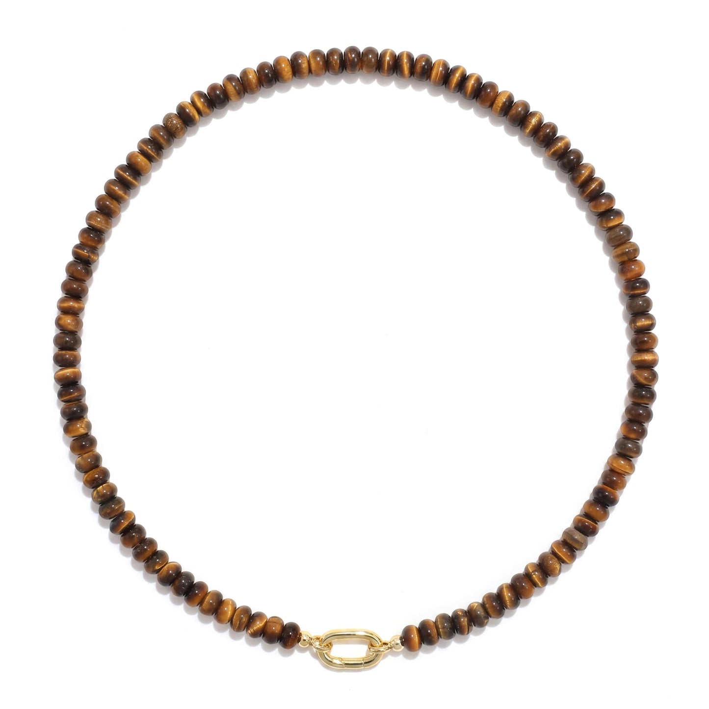CONRAN KREMIX Tiger Eye Stone Beaded Necklace for Women,Natural Stone Bead Choker Necklaces Boho Summer Beach Necklace Gemstone Jewelry Gift for Women