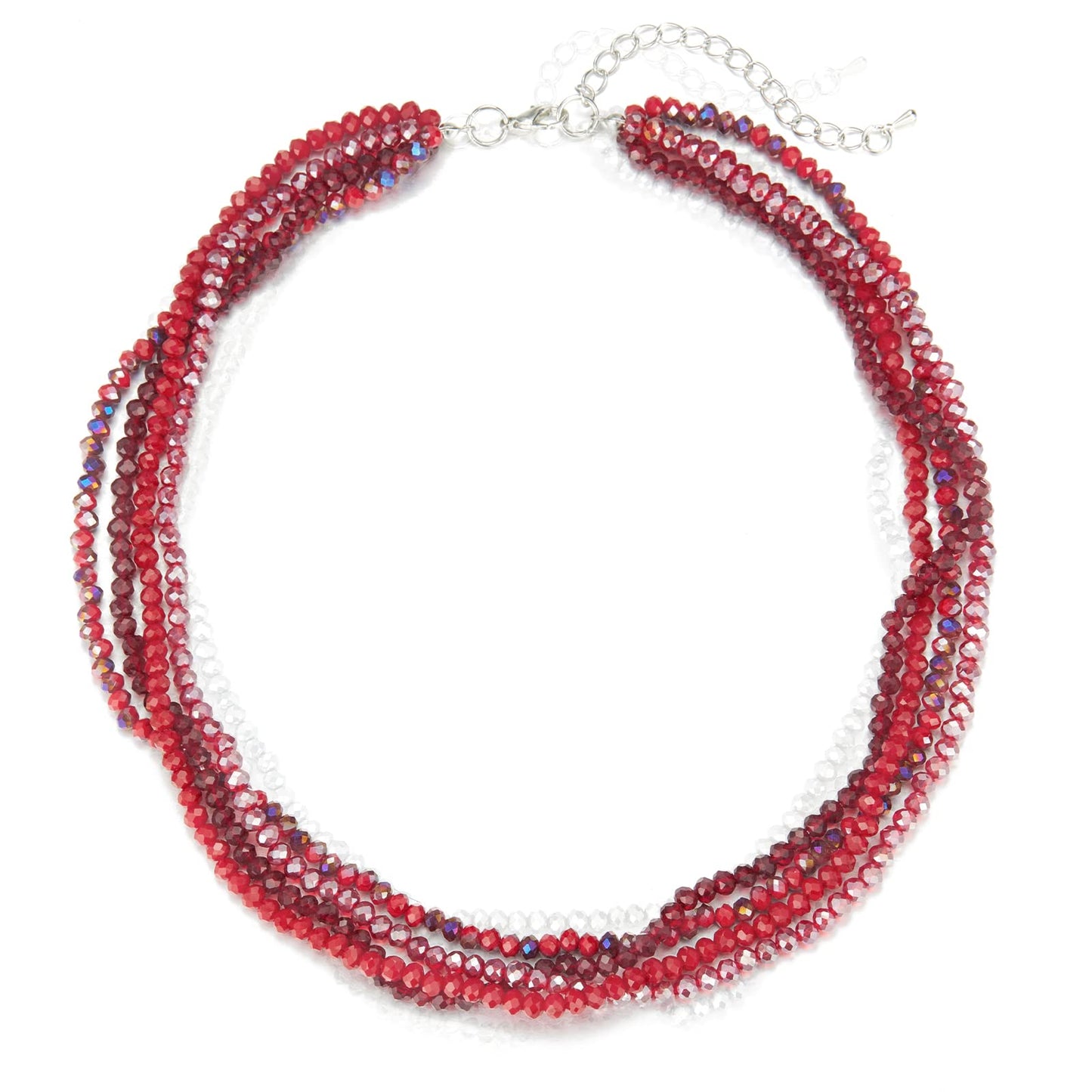 Noessla Multi-layer Crystals Beaded Choker Necklace for Women Colorful Boho Statement Necklace Trendy Costume Party Jewelry Mothers day Gifts for Mom(29-Red)
