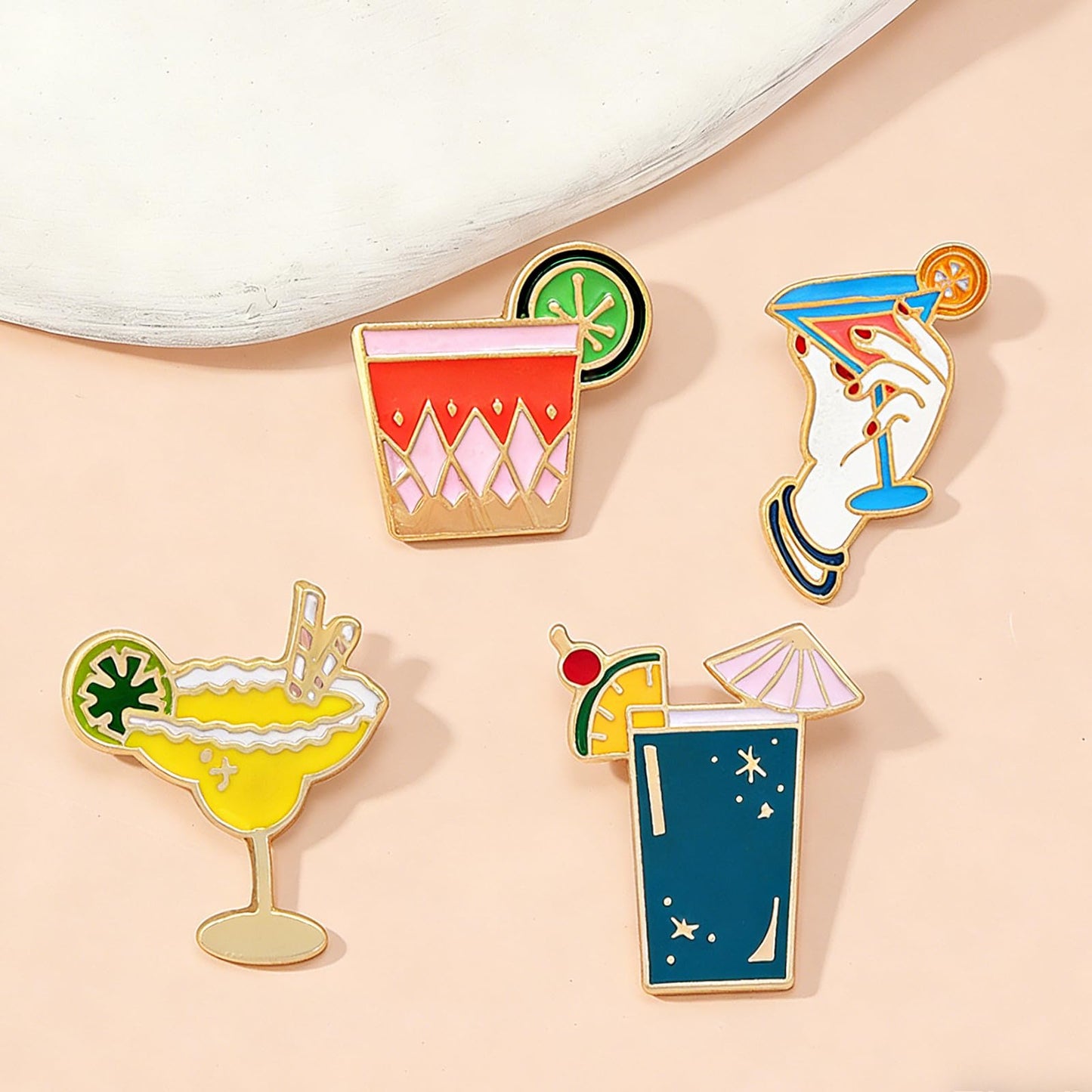 DEYOUM Cocktail Wine Glass Brooch Pin for Women Trendy Cute Cocktail Wines Glass Wine Bottle Brooch Pin Party Hat Bag Suit Charm Jewelry Gift Accessories (4 PCS)