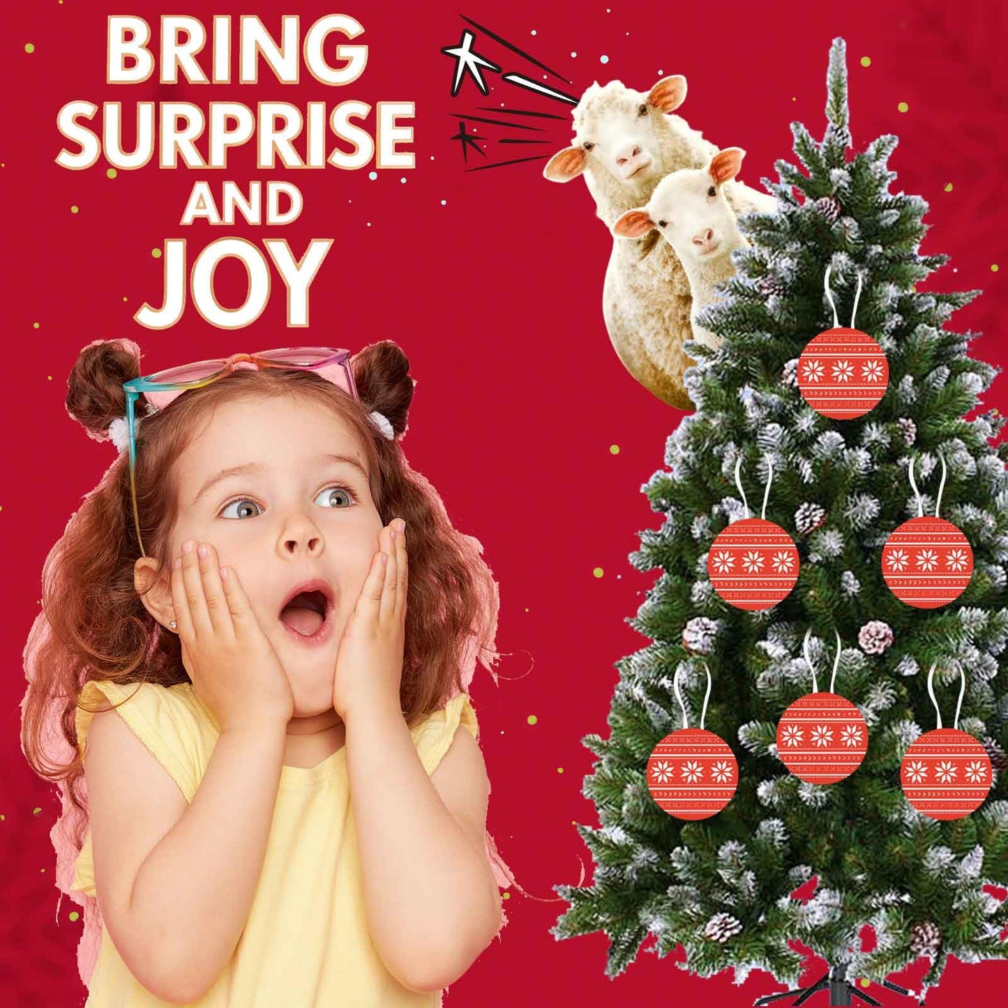 Annoying Screaming Goat Prank for Christmas Tree Decorations, Funny Hanging Christmas Prank Ornament, Goat Scream Lasts for 8 Hours, Christmas Winter New Year Party Supplies (Peace)