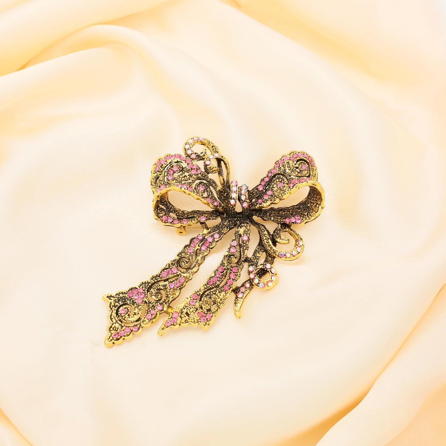 Vancy Utopia Rhinestone Bow Brooch Vintage Crystal Large Bowknot Brooches for Women Brooch Pin Wedding Fashion Jewelry Accessories,Women Gift