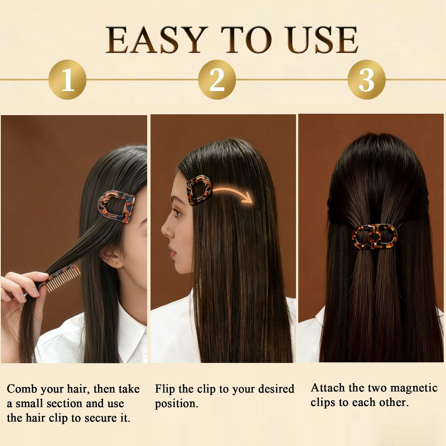 Magnetic Hair Clips,Mini Flat Claw Clips for Women - Lightweight with Firm Hold and Creaseless No Crease for Daily Office