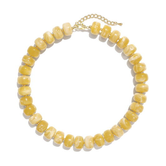 Badu Yellow Chunky Beaded Necklace for Women,Acrylic Bead Choker Statement Necklace Cute Trendy Necklaces Jewelry Gifts