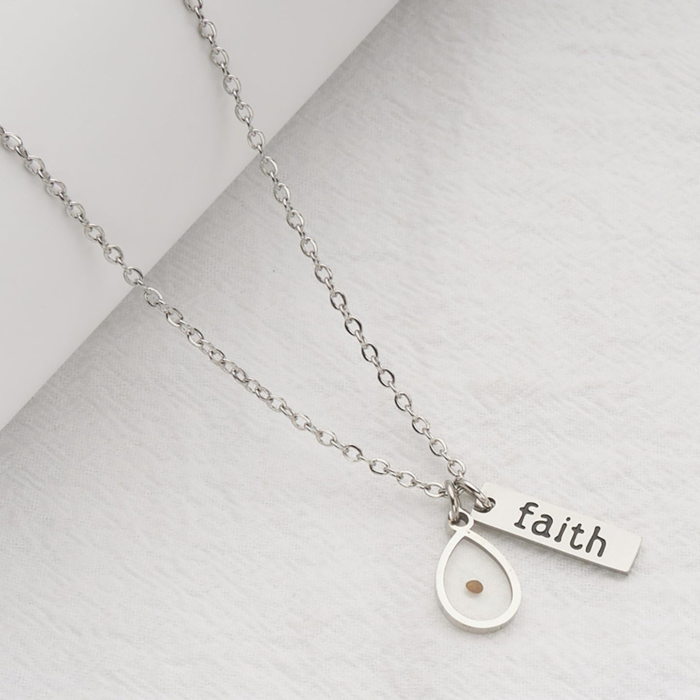 VLIEGEN Mustard Seed Necklace - Stainless Steel Faith Mountain Jewelry for Women & Men styleI