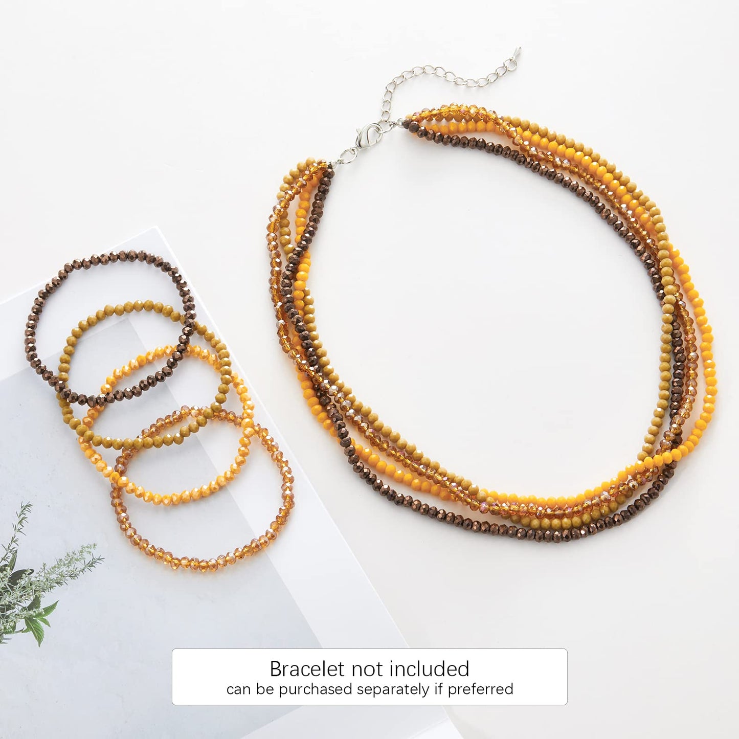 Noessla Multi-layer Crystals Beaded Choker Necklace for Women Colorful Boho Statement Necklace Trendy Costume Party Jewelry Mothers day Gifts for Mom(29-Yellow)