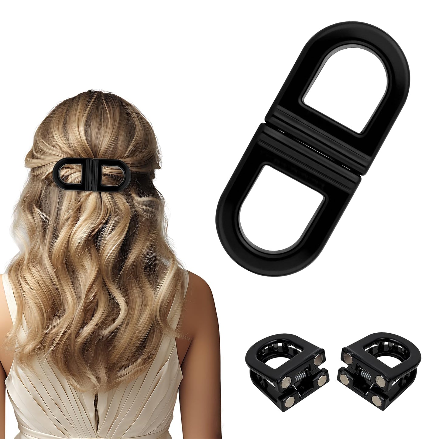 Magnetic Hair Clips for Women, 2-in-1 Hair Styling Clips Strong Hold No-Slip No Crease Gentle on All Hair Types for Easy Everyday Hairstyles Black