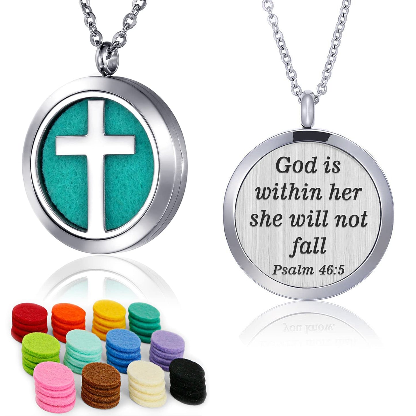 Essential Oil Necklace Diffuser Family Tree of Life Cross Necklace Pendant Aromatherapy Locket