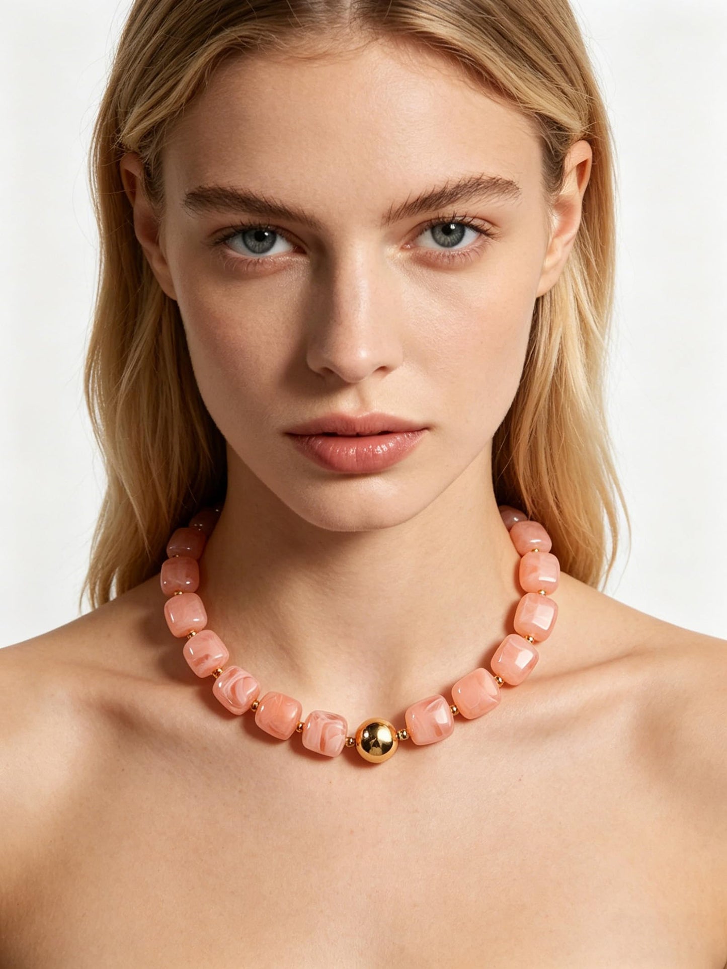 joymiao Big Bead Necklace Chunky Beaded Necklaces for Women Acrylic Bead Choker Statement Necklace Handmade Summer Jewelry Gifts