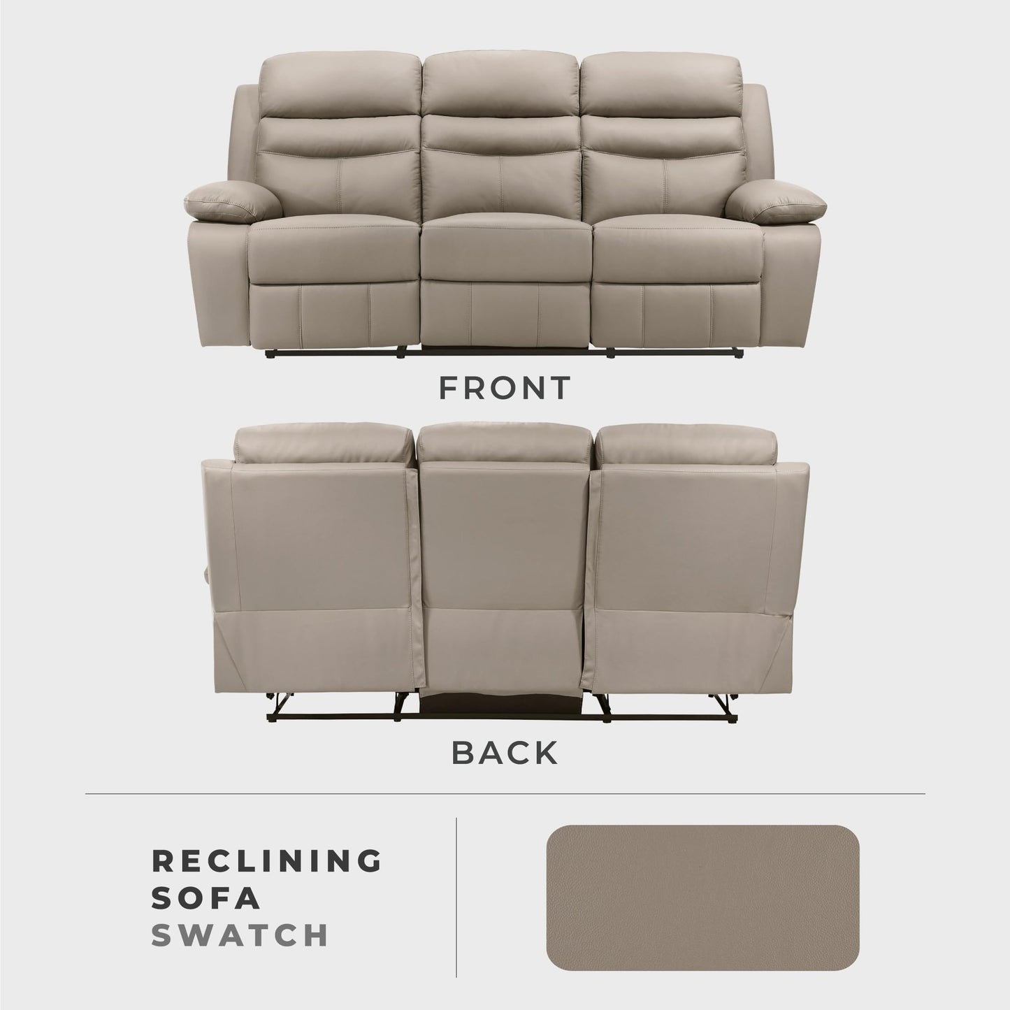 Lexicon 86.5" W Manual Reclining Sofa, Top Grain Leather Match Reclining Sofa, Home Theater Seating, Wall Hugger Recliner Couch, Manual Double Recliner RV Couch for Living Room, Latte