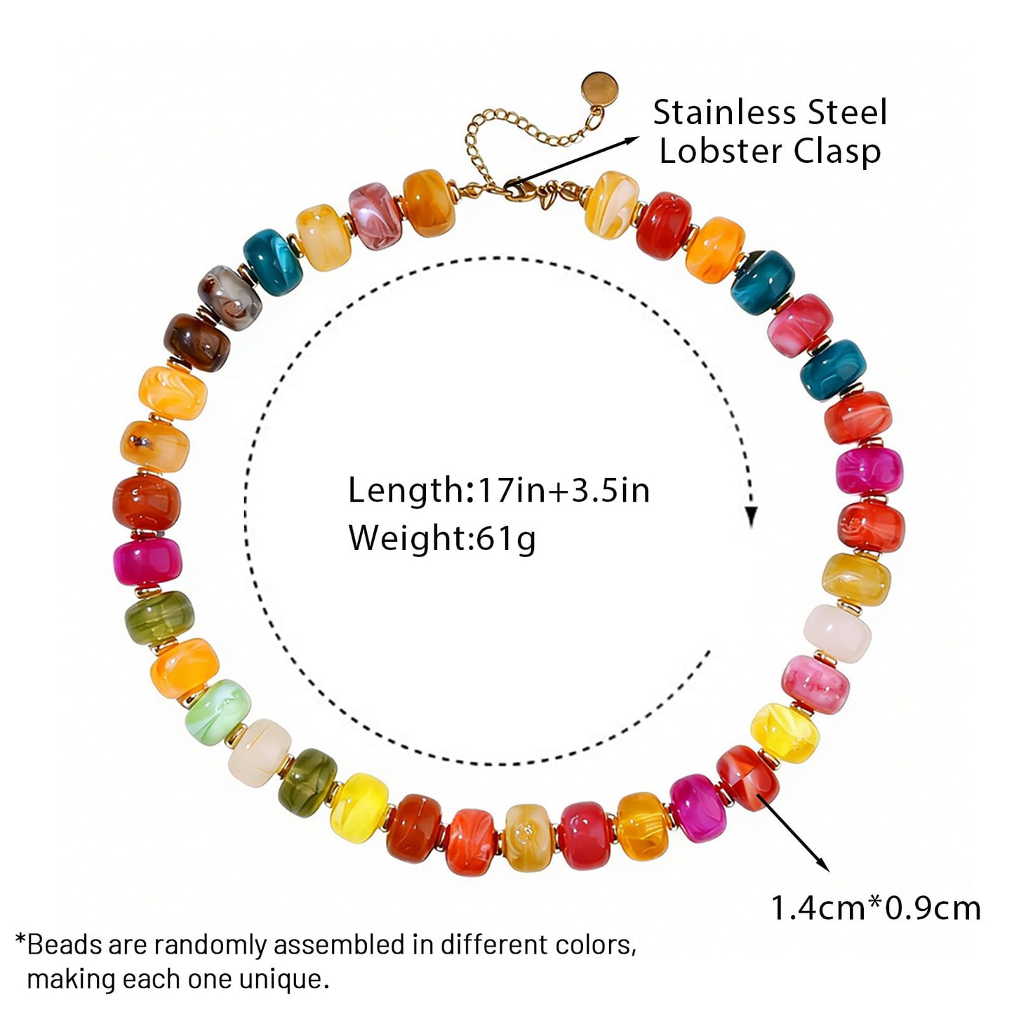 joymiao Chunky Necklaces for Women Big Beaded Necklace Colorful Beaded Necklaces Charm Necklace Beach Summer Jewelry Accessories
