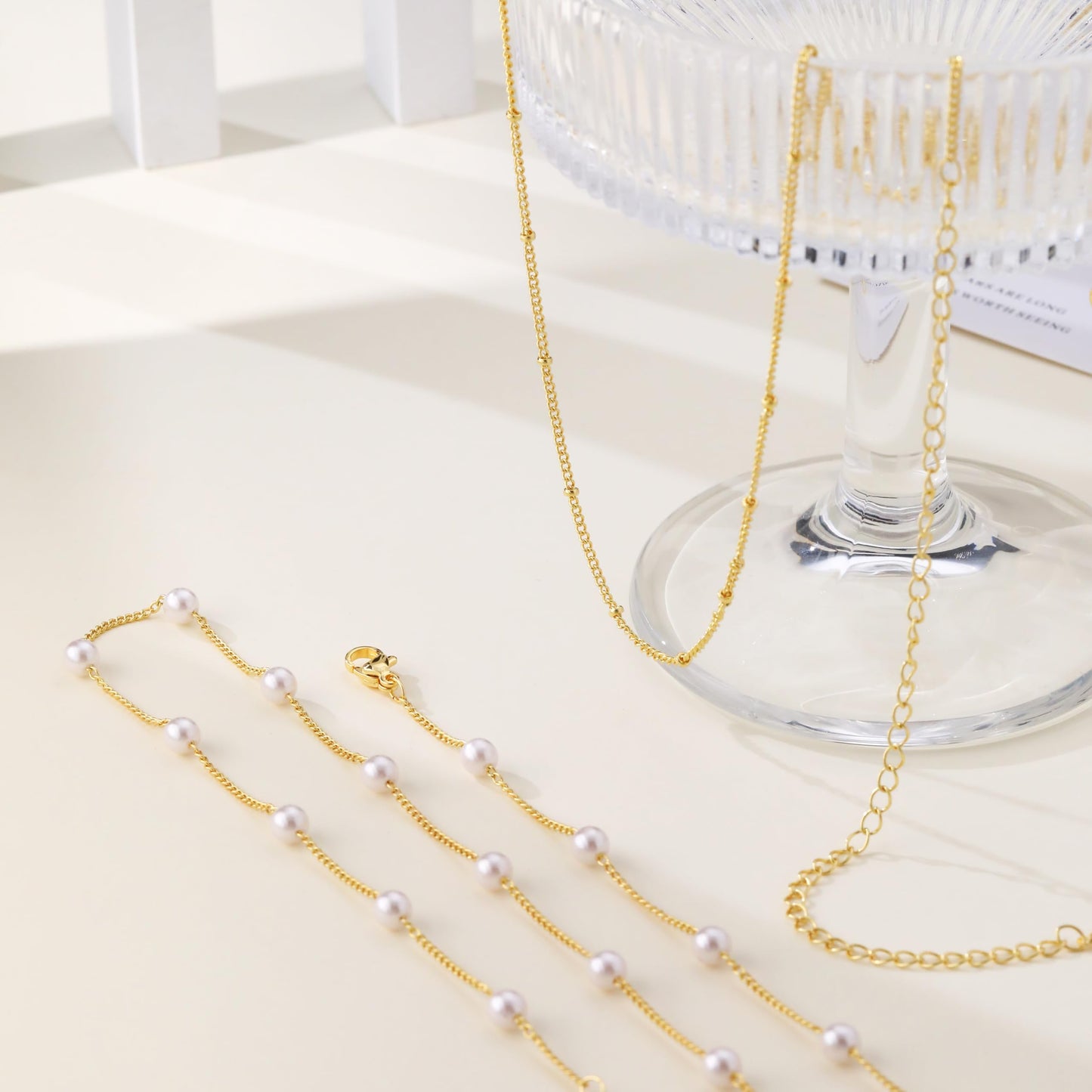 CAROVO Belly Waist Chain for Women 14K Gold Plated Layered Body Chains Boho Pearl Satellite Bead Belly Chain Sexy Bikini Body Jewelry for Women Adjustable
