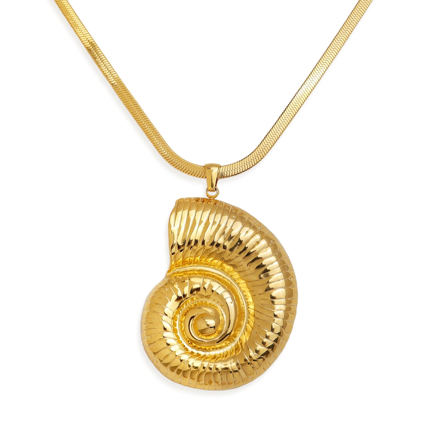 Frigotine Statement 18K Gold Plated Conch Shell Necklace for Women, Chunky Detachable Ocean Pendant Snake Chain Adjustable Choker Beach Wedding Jewelry Gift