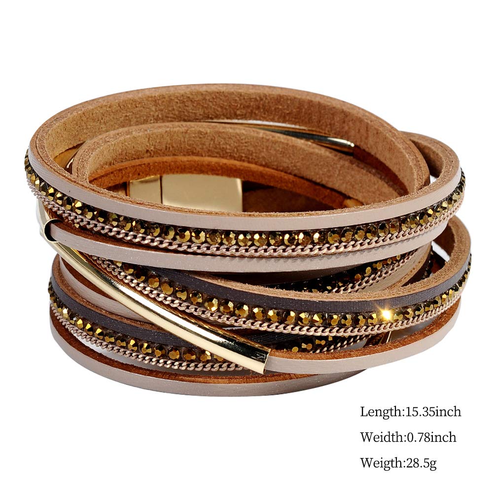Artilady Leather Wrap Bracelet for Women-Boho Multi Layered Stackable Bracelets Bangle With Magnetic Clasp Jewelry for Women Trendy