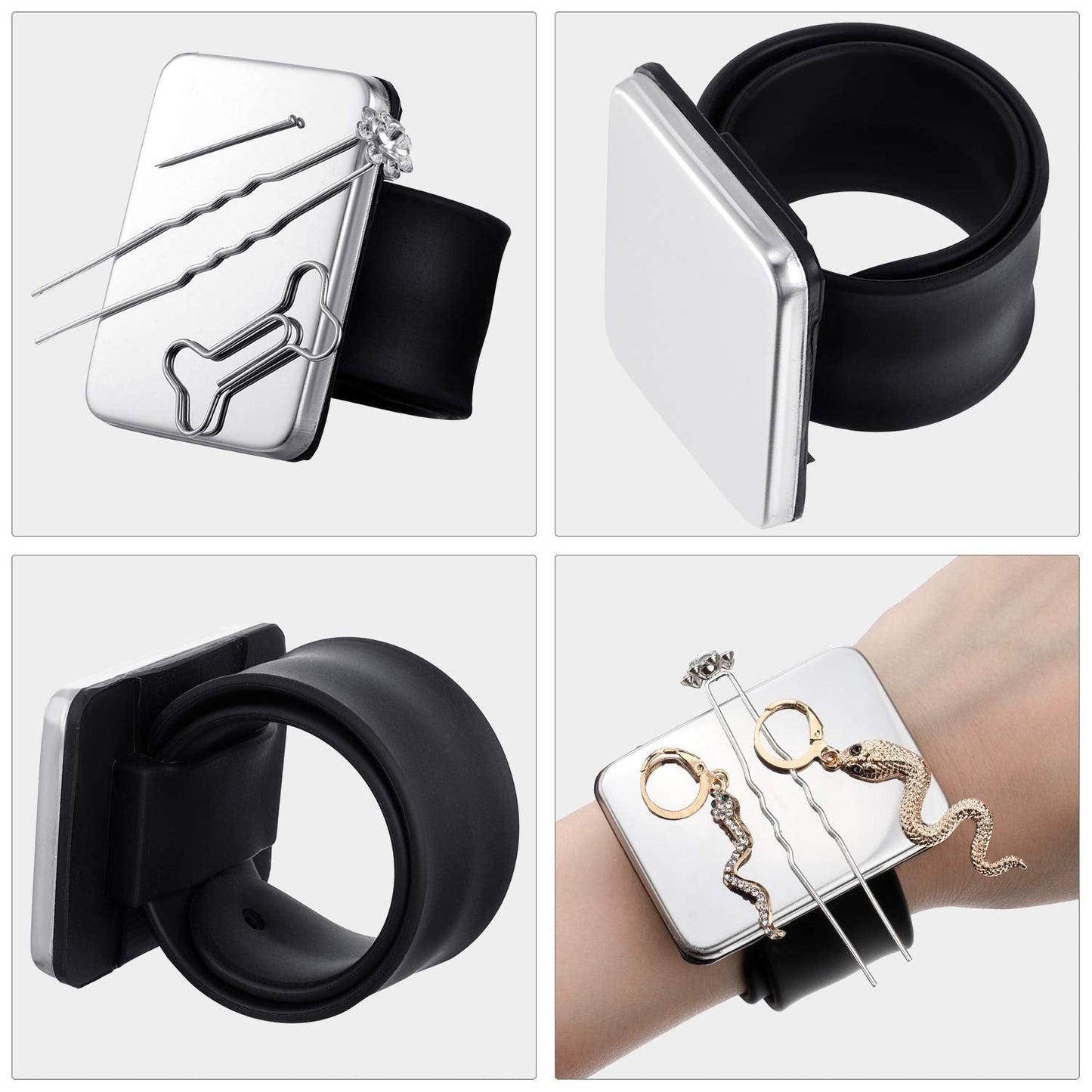 2 Pieces Magnetic Pincushion and Wristband Holder for Quilting, Sewing Pins, Hair Clips - Silicone Wrist Strap, Flannelette Bag