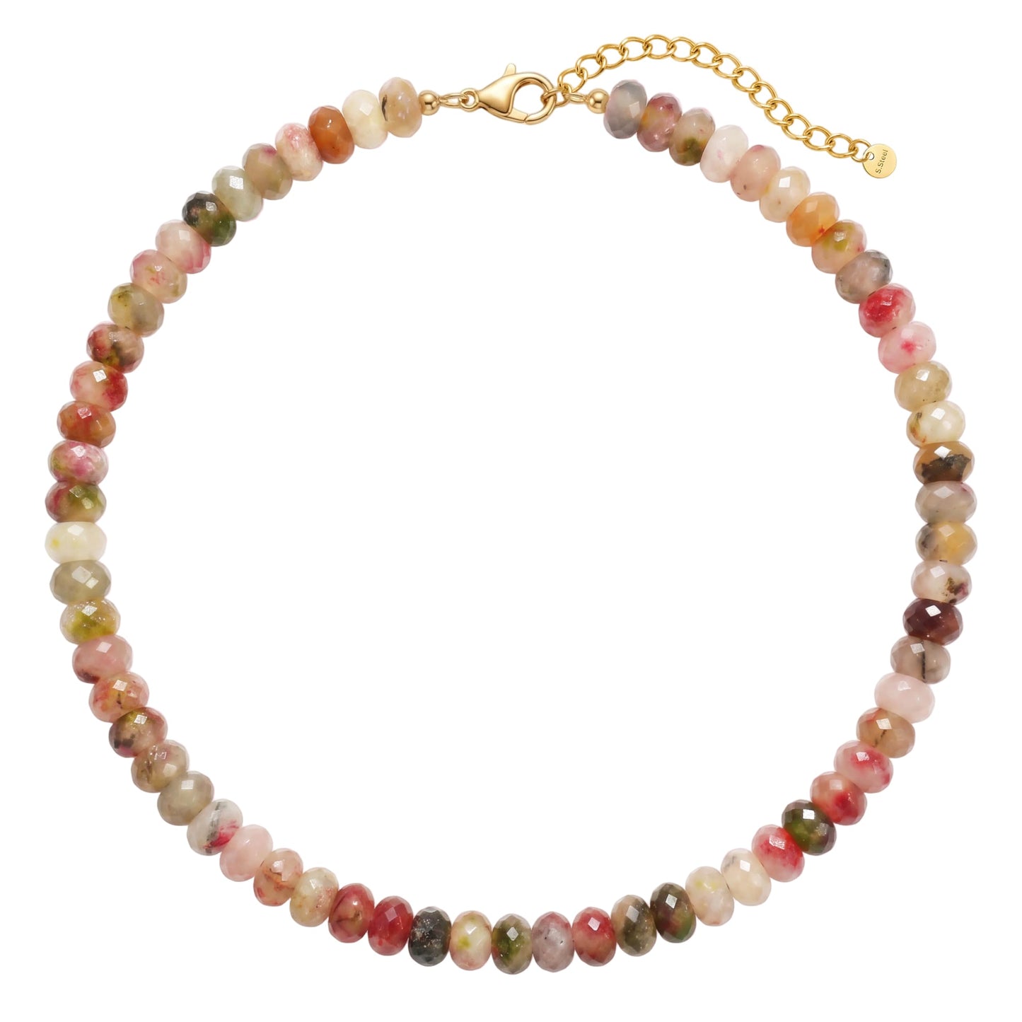 Badu Pomegranate Gemstone Beaded Necklace for Women Natural Stone Bead Beach Choker Necklace Fashion Trendy Jewelry Gifts