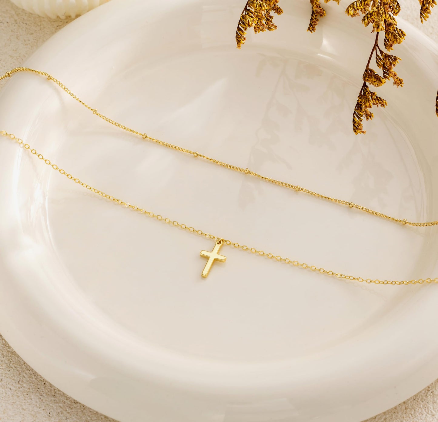 HABIKIP 14K Gold Plated Waist Beads Chain for Women, Dainty Layered Gold Plated Belly Cross Pendant Chain Belt Bikini Beach Waist Chain Adjustable Waterproof Body Chain Jewelry Accessories for Women