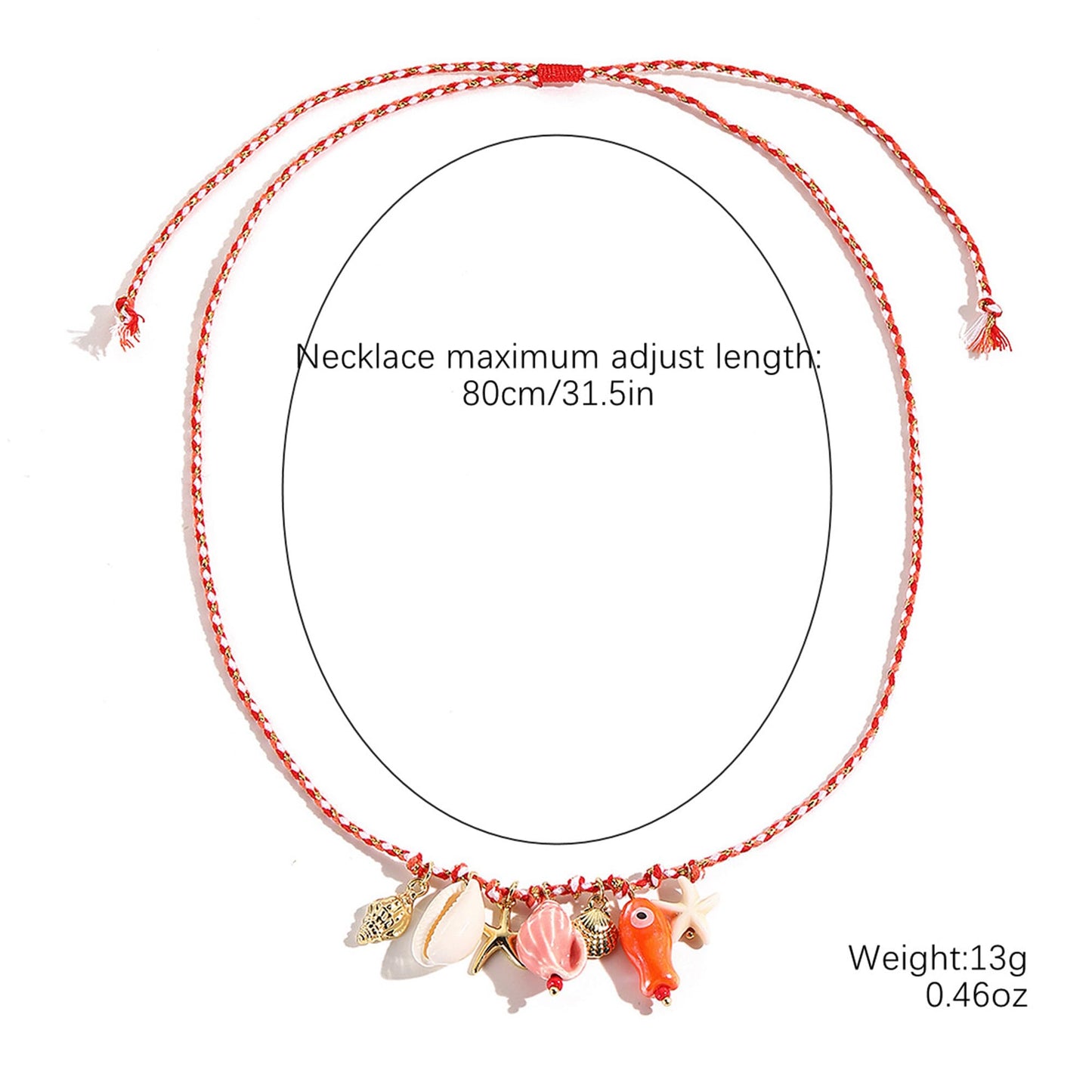 JAGWQRK Starfish Shell Charm Necklaces for Women Boho Adjustable Beaded Fish Shell Charm Necklace Hawaiian Summer Beach Surfe Party Present Jewelry