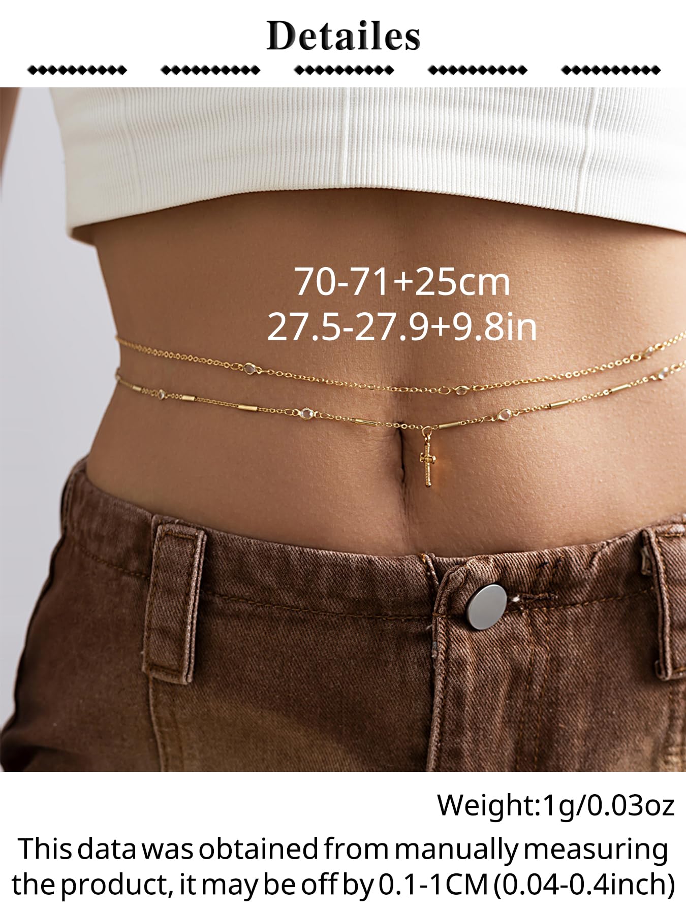 Longita Layered Belly Chain Gold Waist Chain for Women Cross Waist Jewelry for Women Gold Belly Chains Summer Stomach Jewelry Trendy Simple Sexy Body Chains Non Tarnish Waterproof Plus Size
