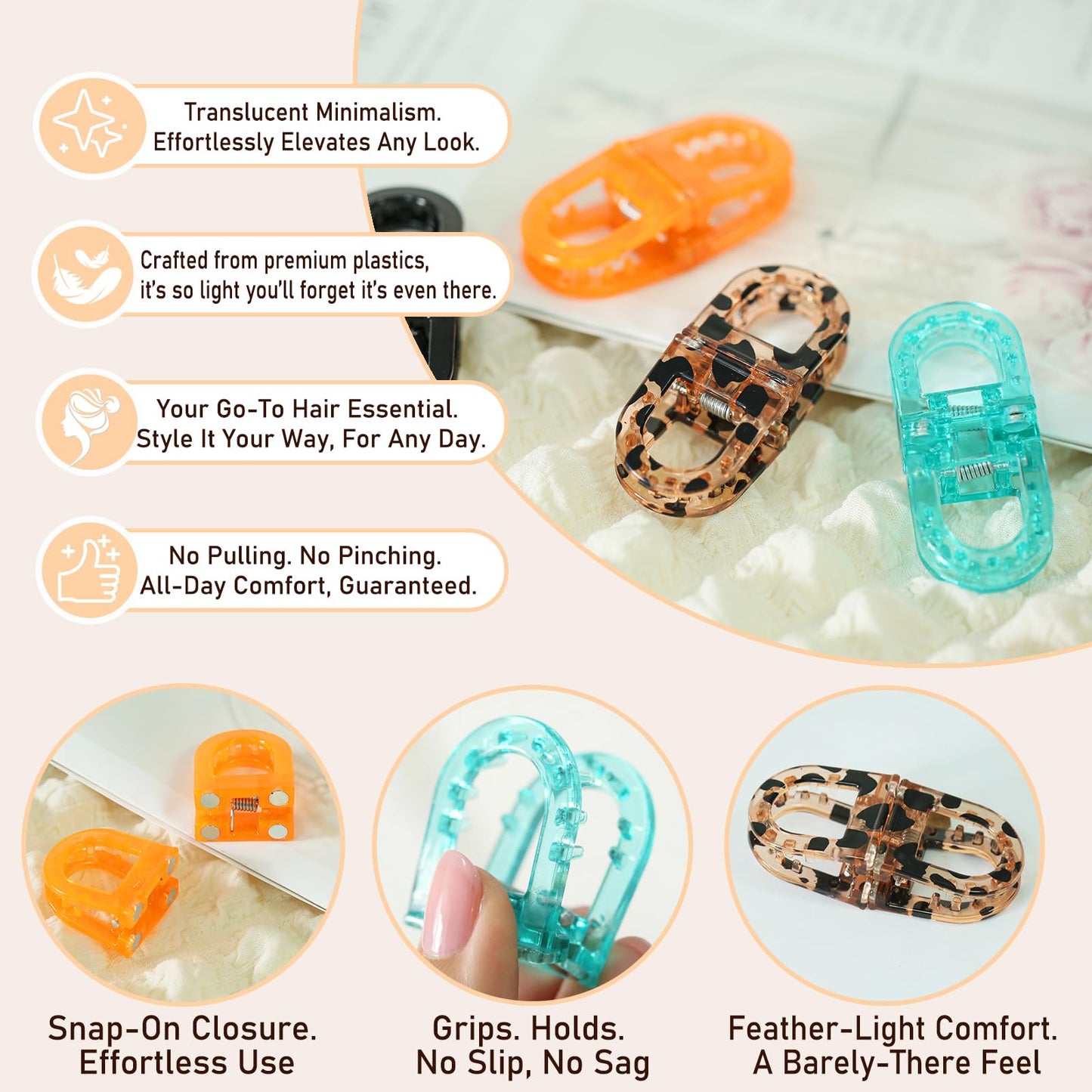 CHAOBANG Magnetic Hair Clips Strong Hold No Slip Styling Clips Gentle No Crease Design Lightweight Portable for Everyday Hairstyles Salon Travel All Hair (Black and Blue)