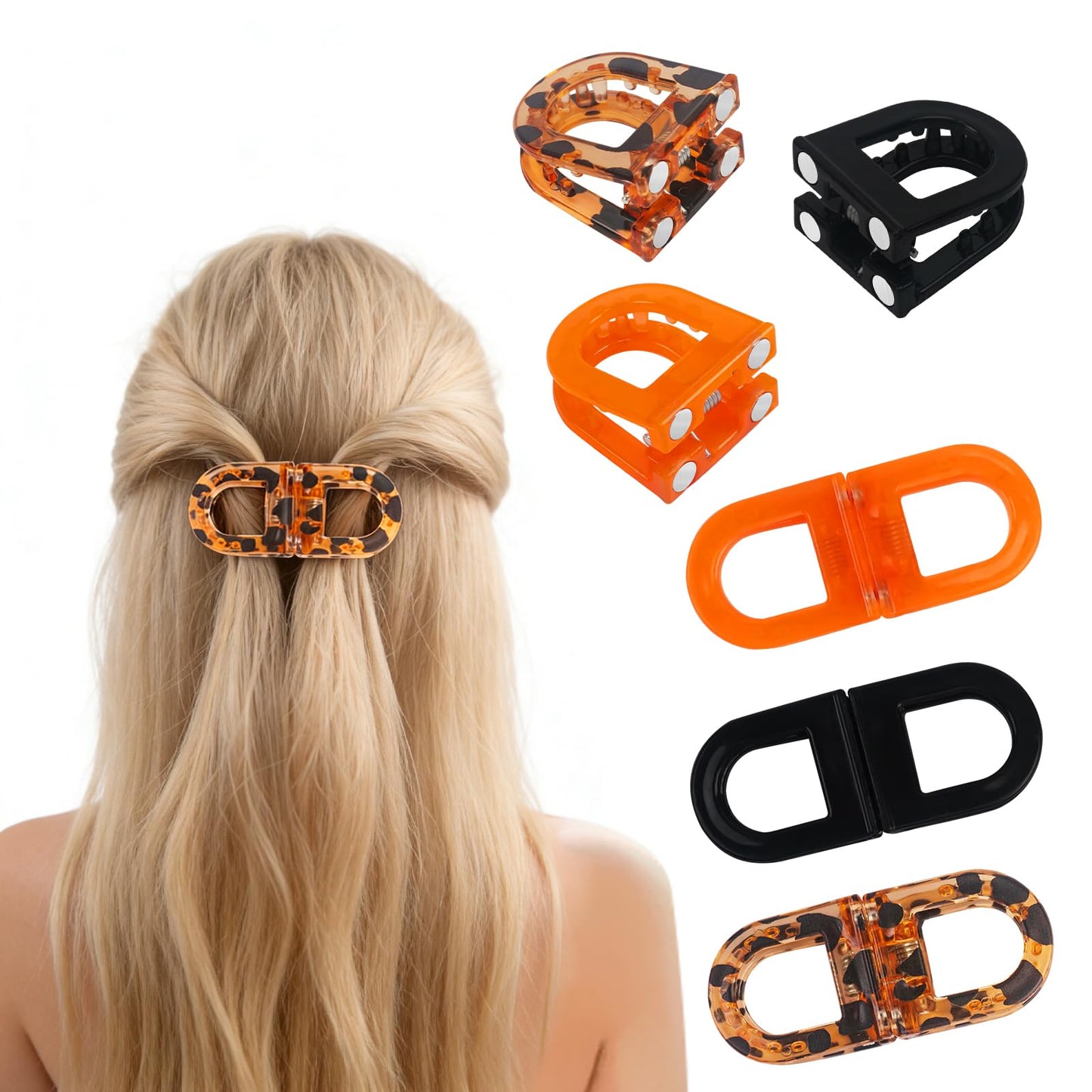 2-Pack Magnetic Hair Clips - Strong Hold Non-Slip Styling Clips, Lightweight & Fashionable, Seamless 2-in-1 Design for Easy Everyday Hairstyles, Secure Grip, Suitable for All Hair Types