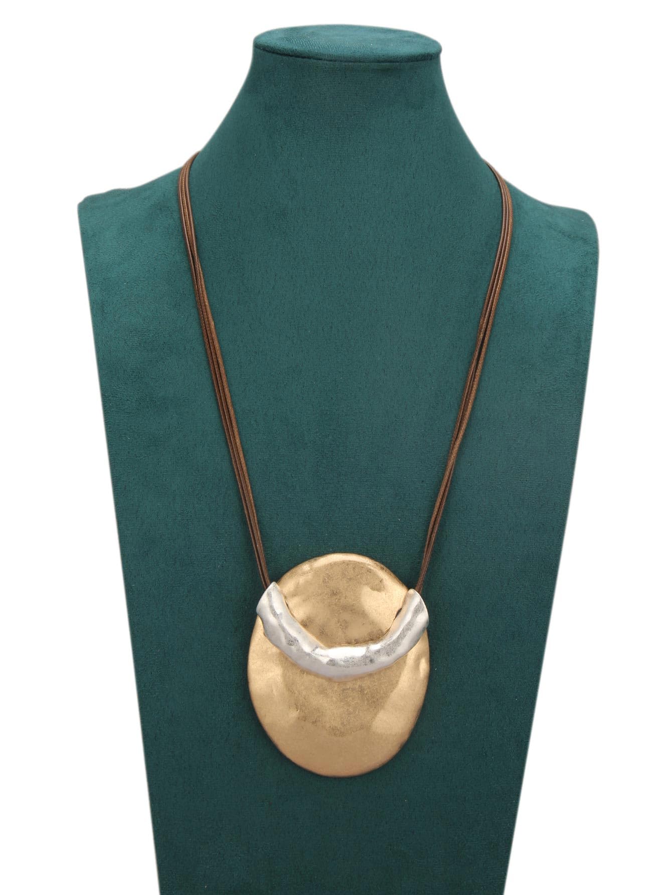 joymiao Chunky Necklace for Women Boho Long Statement Necklace with Round Gold Pendant Vintage Hippie Necklaces Bohemian Jewelry