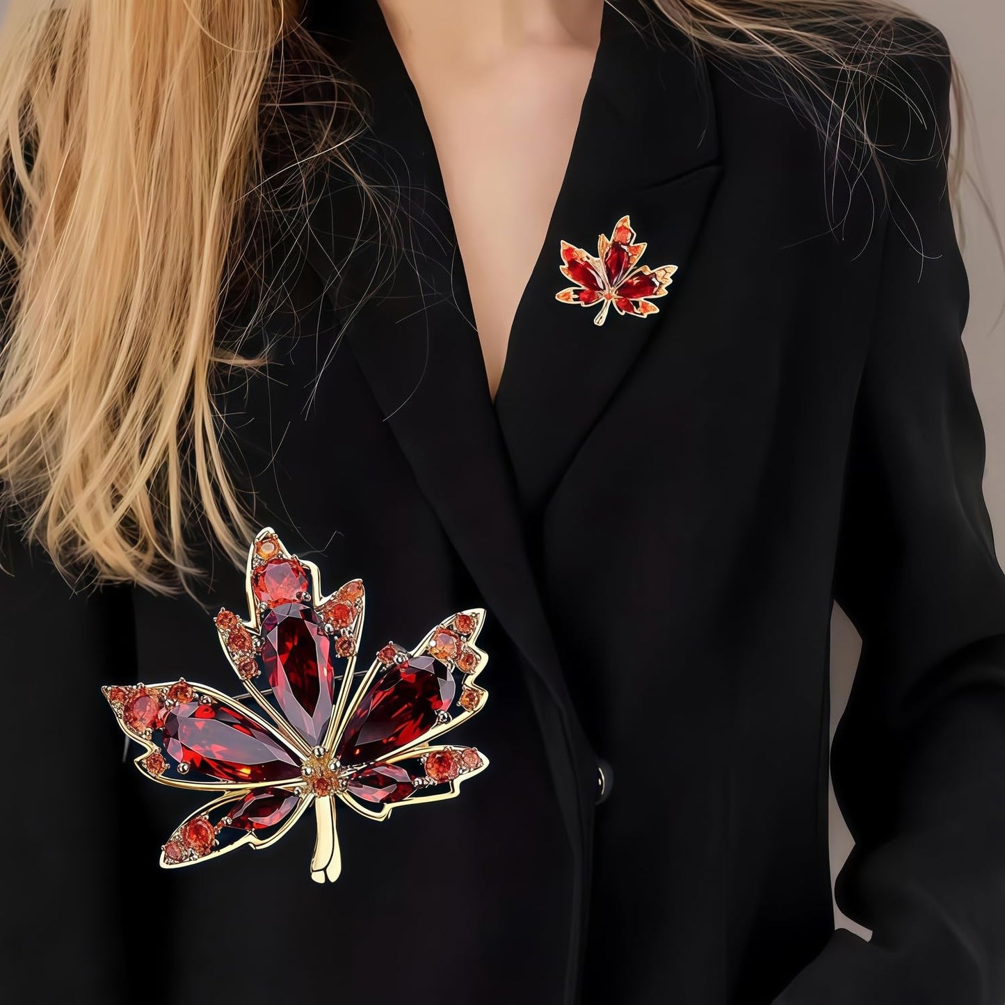 Yaximhozz 2pcs Rhinestone Brooch Pin for Women Dress Elegant Stylish Crystal Brooches Fashion Accessories Pins Lapel Boutonniere Ideas Wedding Christmas Birthday Jewelry Easter Gift (05 Red/Gold)