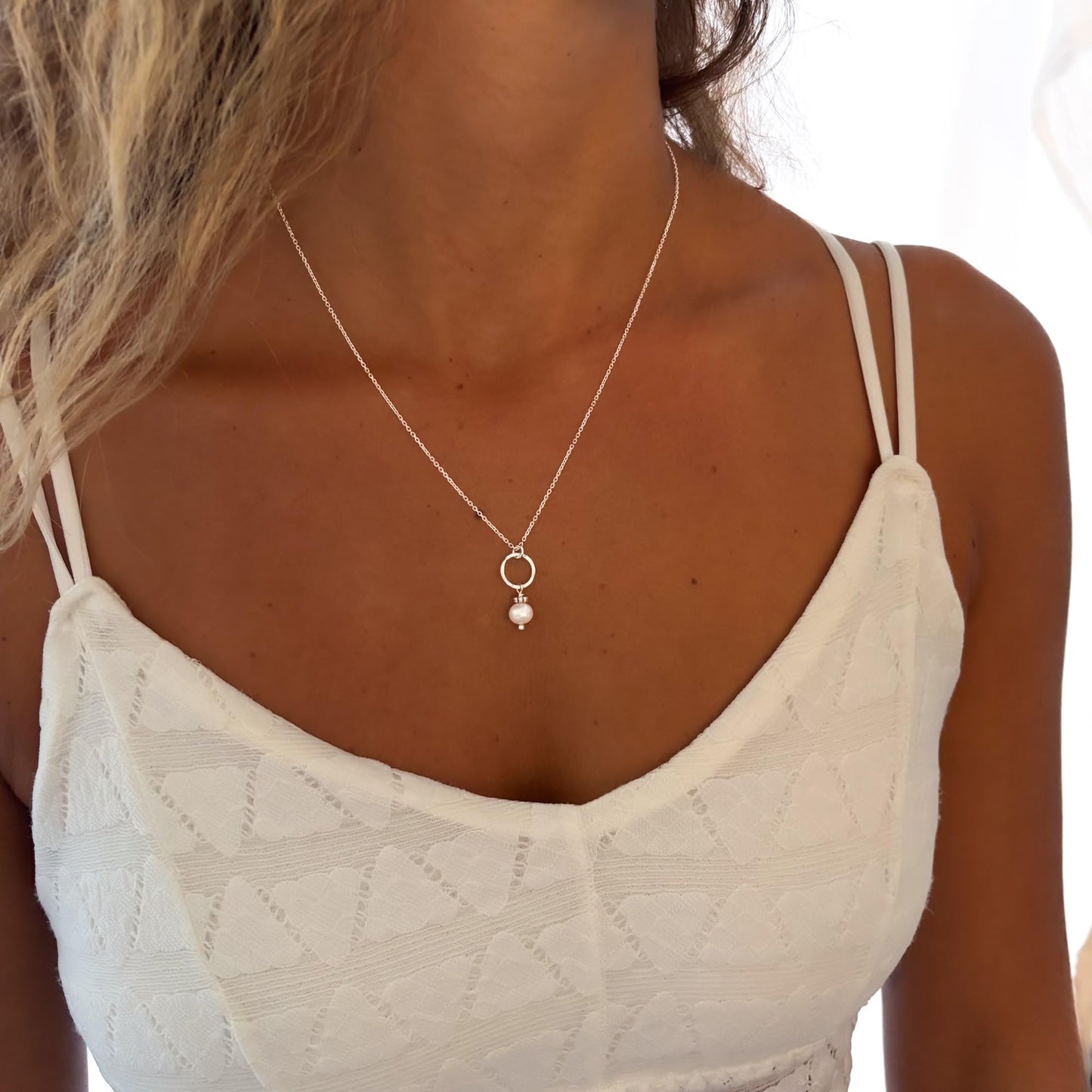 Annika Bella Unique Pearl Necklace, Elegant Charm Necklace, 925 Sterling Silver Chain, Dainty Jewelry for Women, Gift for Her/Girlfriend, Valentine's Day Gifts