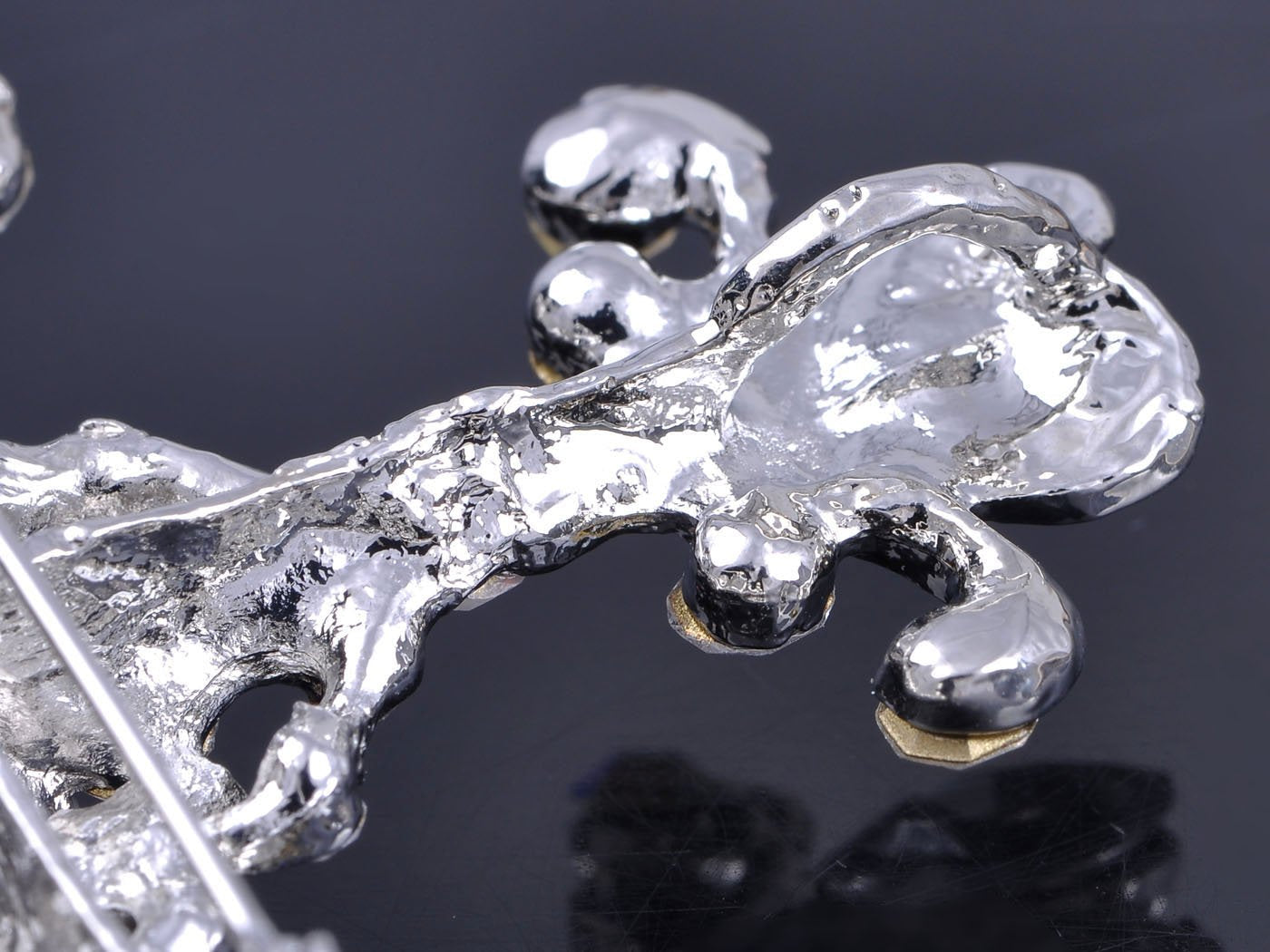 Alilang Silver Tone Cross Antique Gorgeous Rhinestones Costume Pin Brooch