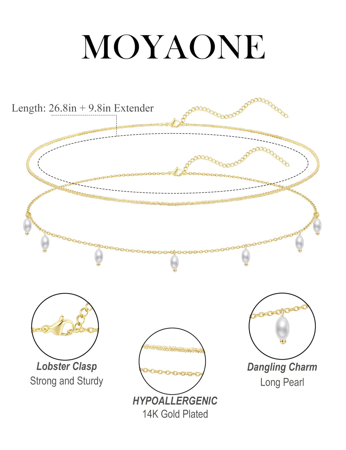 MOYAONE Waist Chain for Women 14K Gold Plated Waist Beads Belly Chain Dainty Layered Body Chain Belt Beach Jewelry for Women Sexy Waterproof Non Tarnish Adjustable Summer Jewelry Accessories