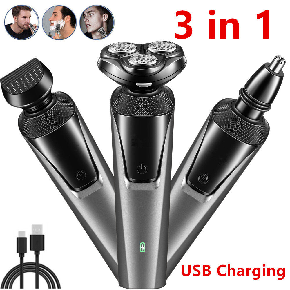 Electric Shaver Mens Razor Rotary Waterproof Pop-Up Beard Trimmer Wet Dry Cordless Nose Hair Clipper Barber Shaving Machine