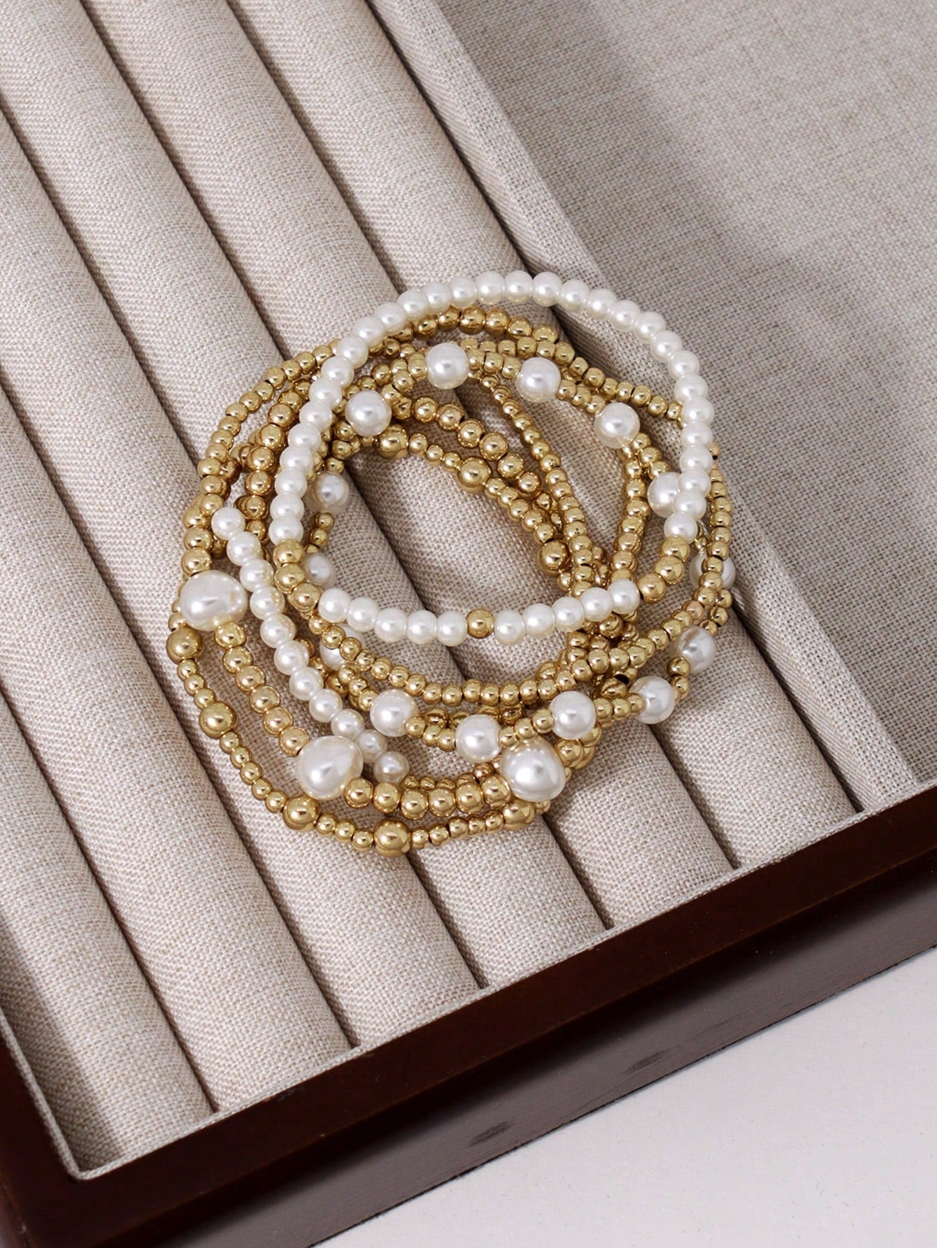 7PCS Faux Pearl Bracelet Set