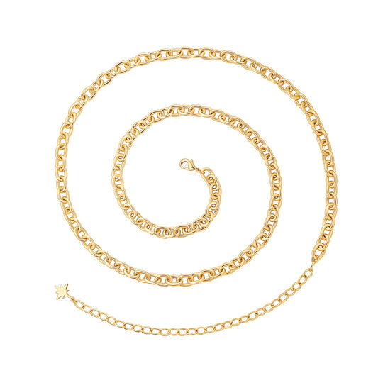 PEARLADA 18k Gold Plated Chain Belts for Women, Sexy Beach Bikini Body Chain, Chunky Waist Jewelry for Women