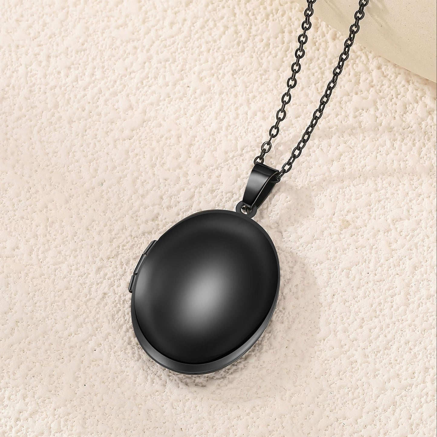 PHOCKSIN Black Oval Locket Necklace For Women Locket Necklace that Hold Pictures For Girlfriend Best Gifts for Birthday Mothers Day