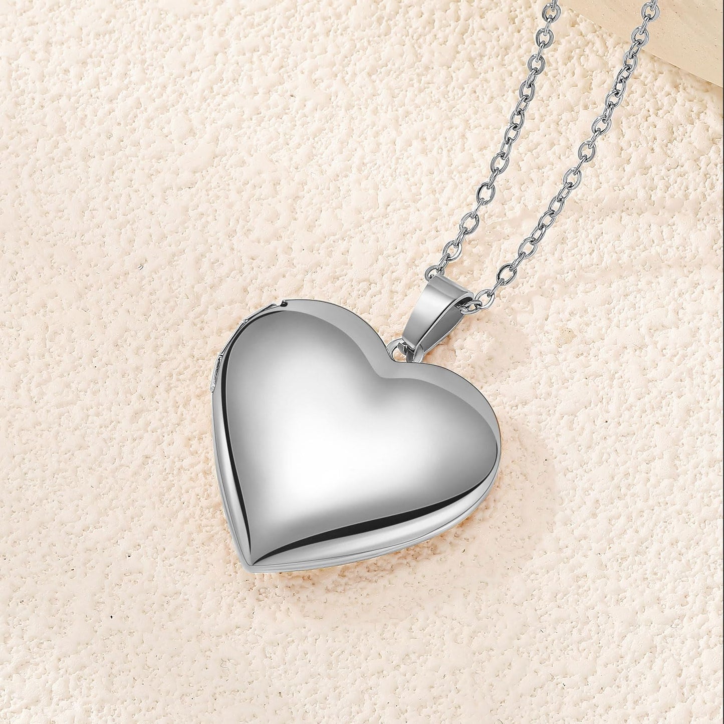PHOCKSIN Silver Heart Locket Necklace for Girlfriend Memorial Lockets for Women Locket with Pictures inside Mothers Day Gifts for Women