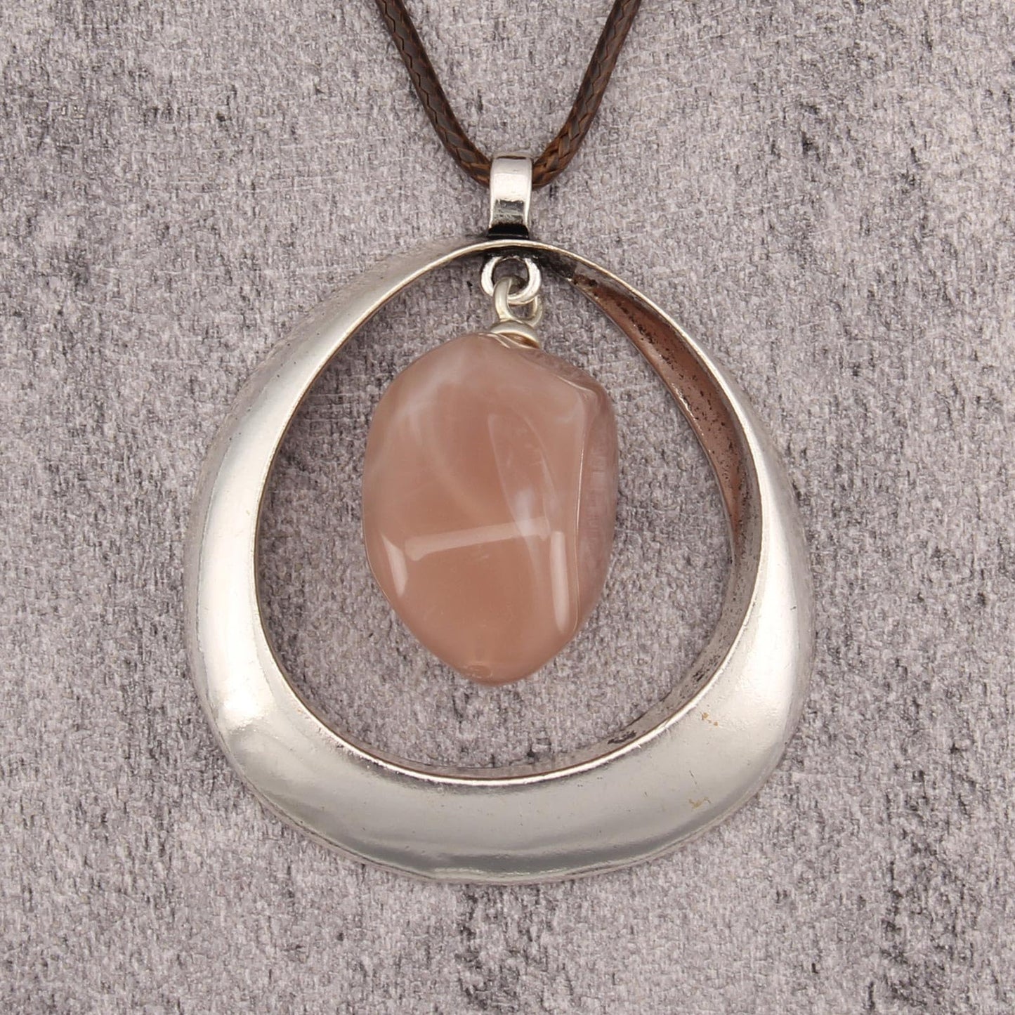 joymiao Vintage Boho Necklace for Women Long Chunky Bohemian Necklace with Silver Pendant Pink Stone Hippie Choker Jewelry