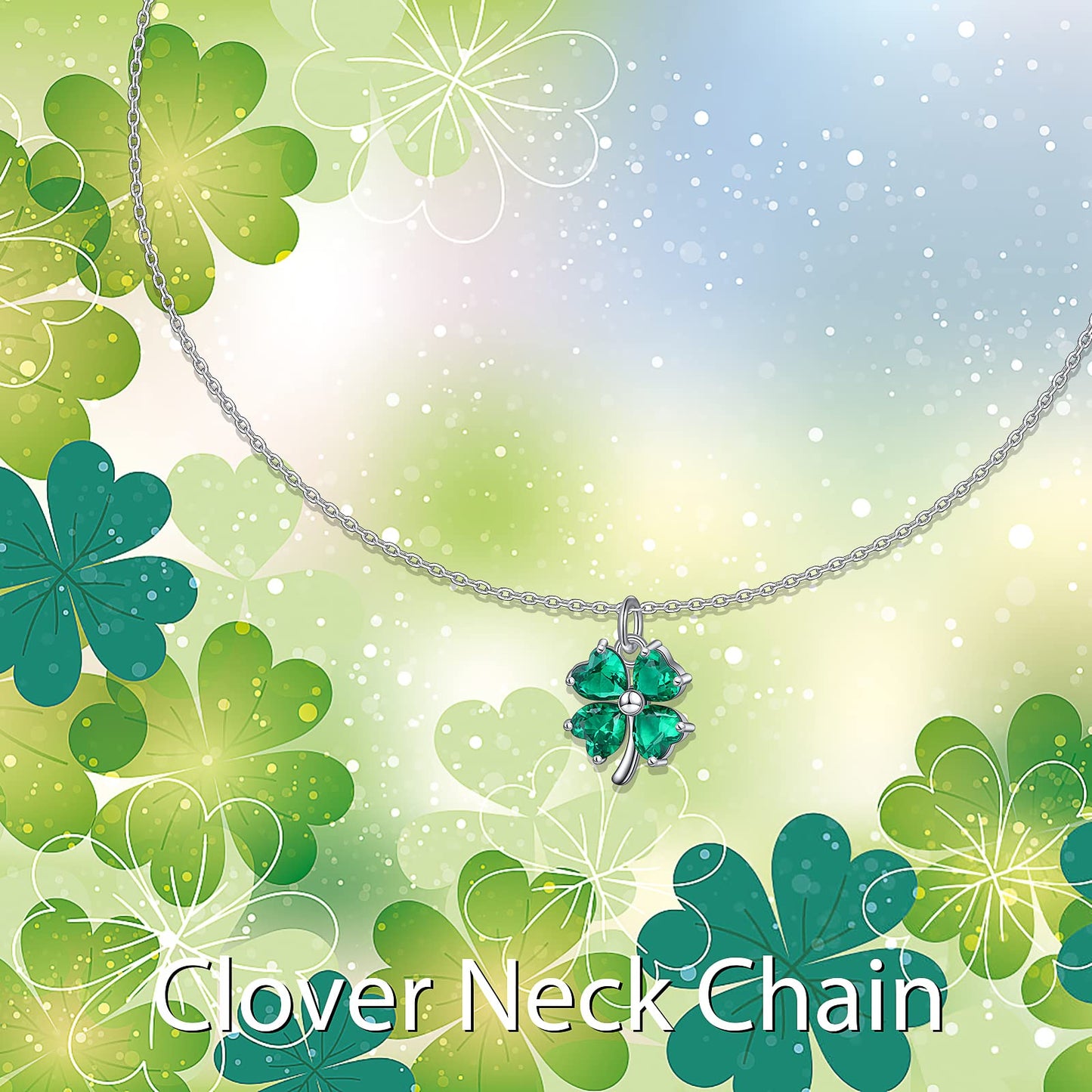 DAOCHONG S925 Sterling Silver Choker Short Dainty Leaf Clover Shamrock Necklace Pendant for Women Jewelry Gift