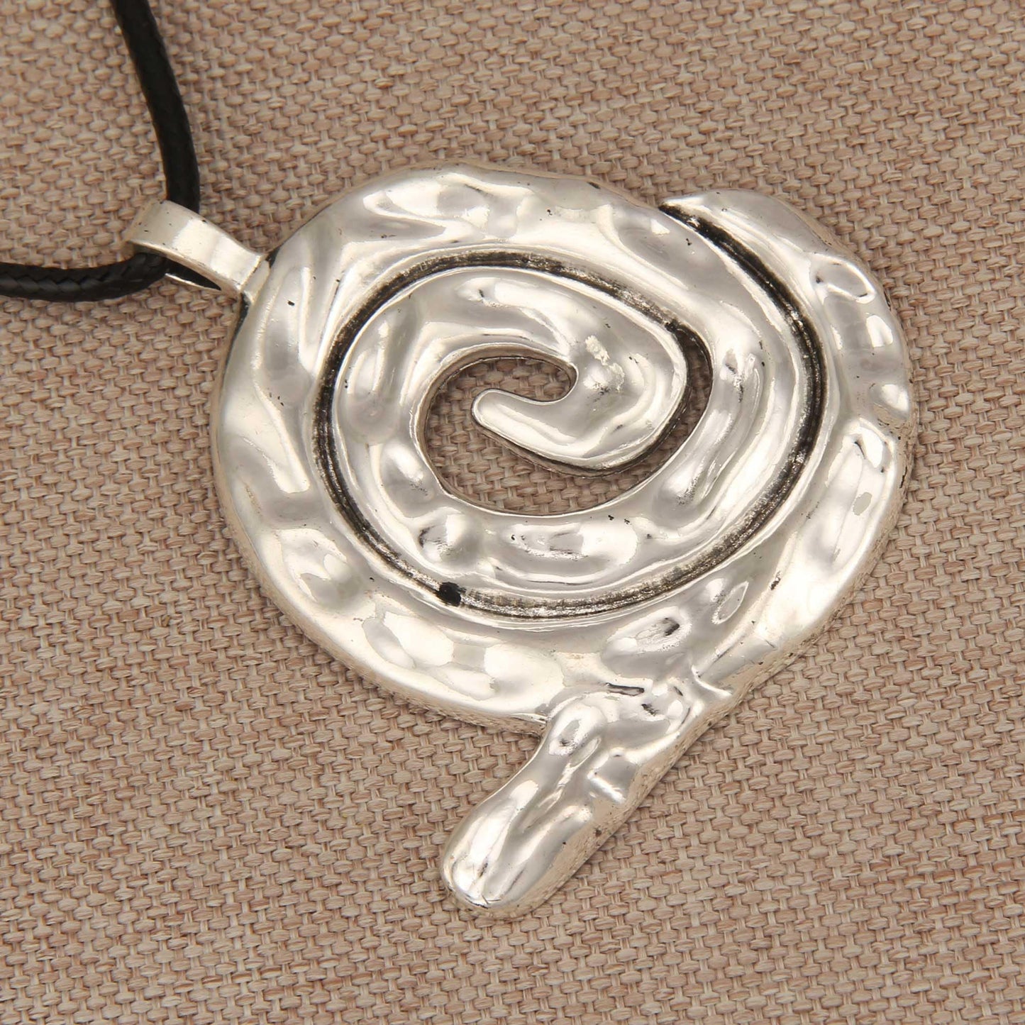joymiao Bohemian Long Necklace for Women Chunky Boho Gold Necklace Casual Statement Necklaces with Large Silver Swirl Pendant Hippie Jewelry