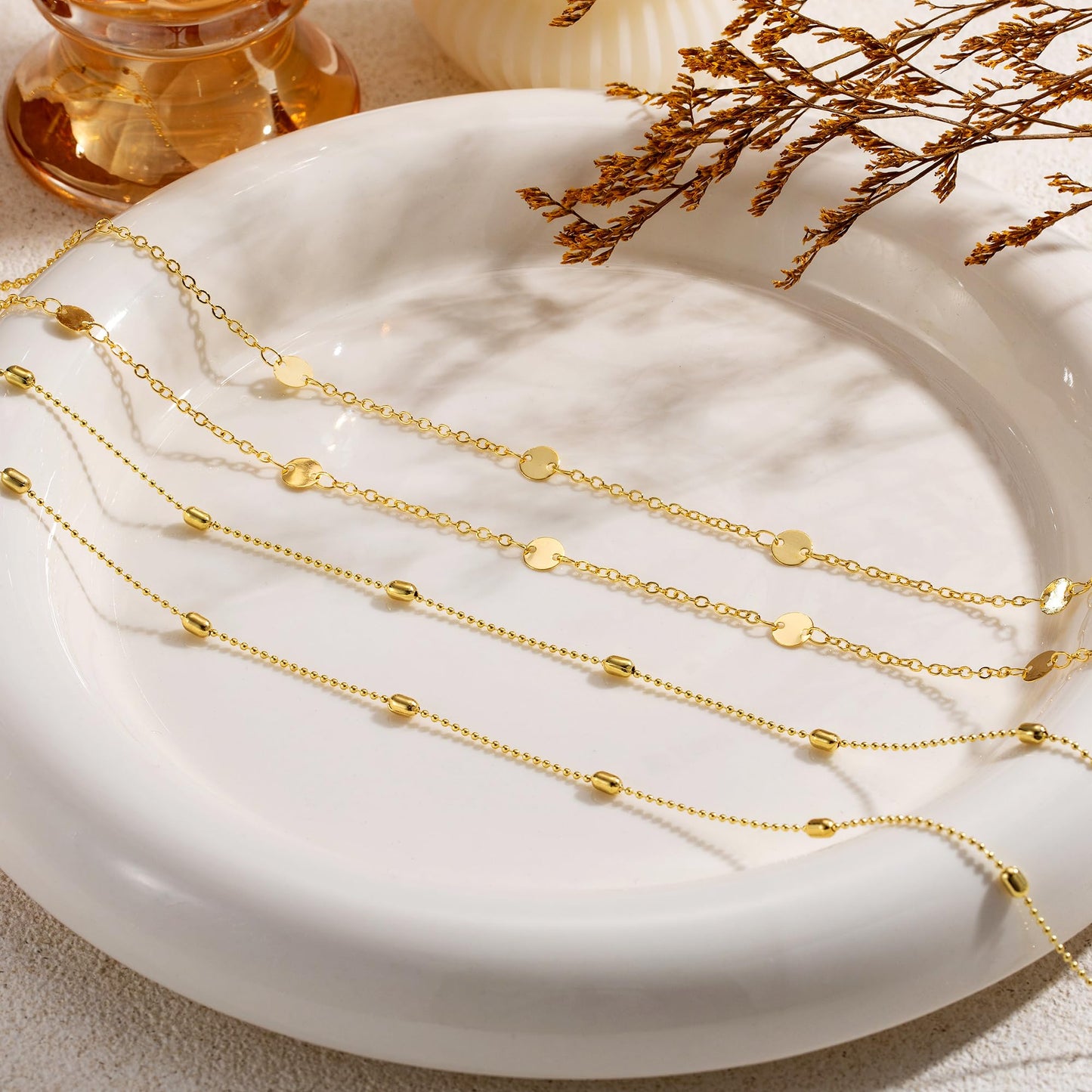 CHESKY Gold Waist Beads, Dainty 14k Gold Plated Waist Chain Body Chain Jewelry for Women Hypoallergenic Belly Chain Non Tarnish Waterproof Gold Belly Button Ring Jewelry for Women Gifts