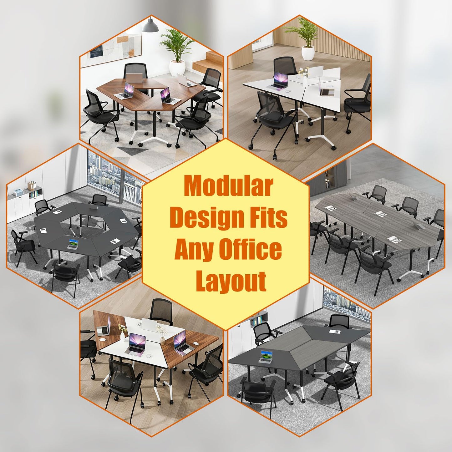 Folding Conference Room Tables Modular Office Conference Table,Mobile Training Table Rolling Seminar Tables with Wheels,Easy to Assemble,Modern Flip Top Meeting Seminar Table for Office,classr (10)
