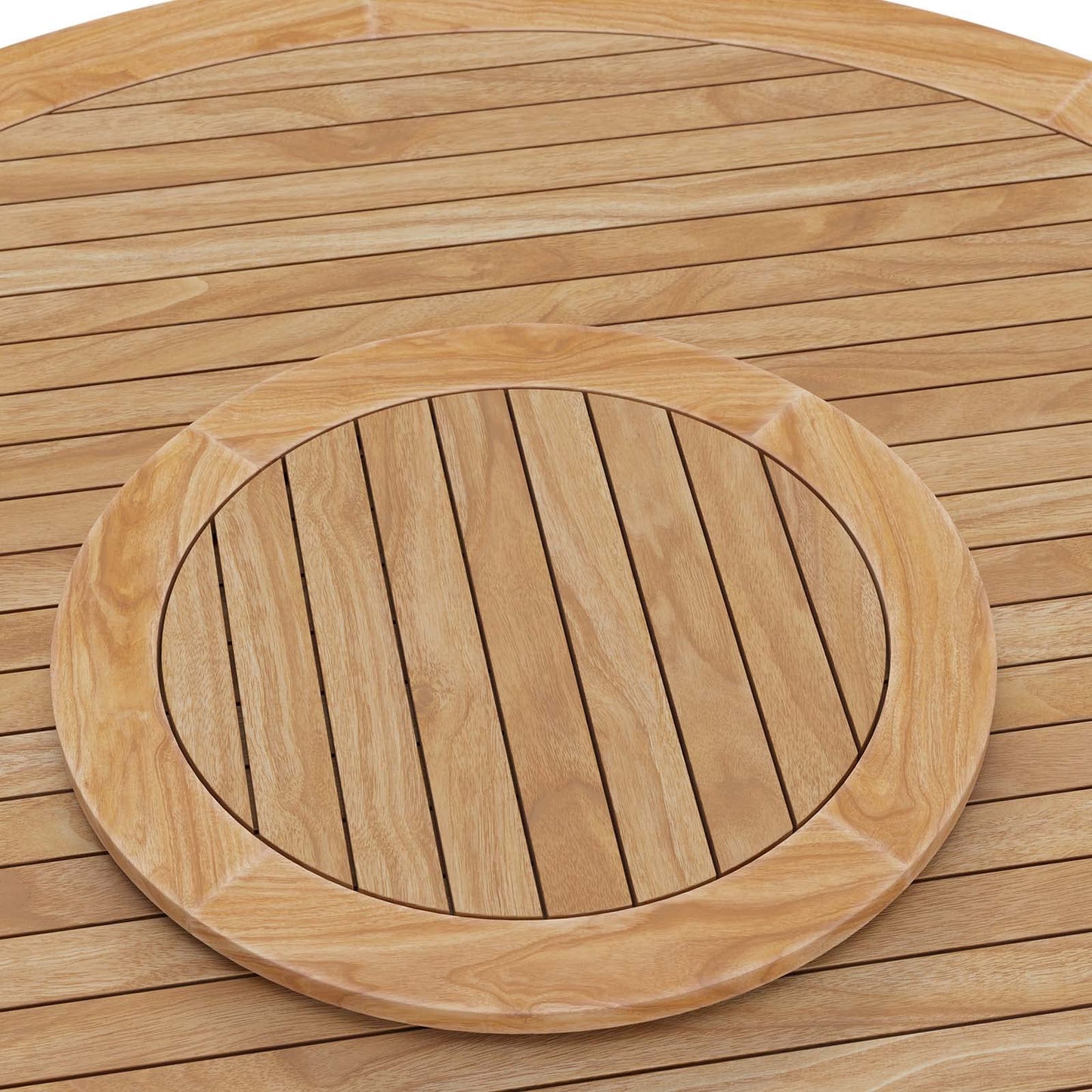 Modway Wellspring Outdoor Patio Round Teak Wood 63" Dining Table in Natural