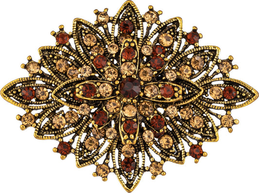HAISWET Vintage Art Deco Crystal Rhinestone Brooch Pin for Women Brown
