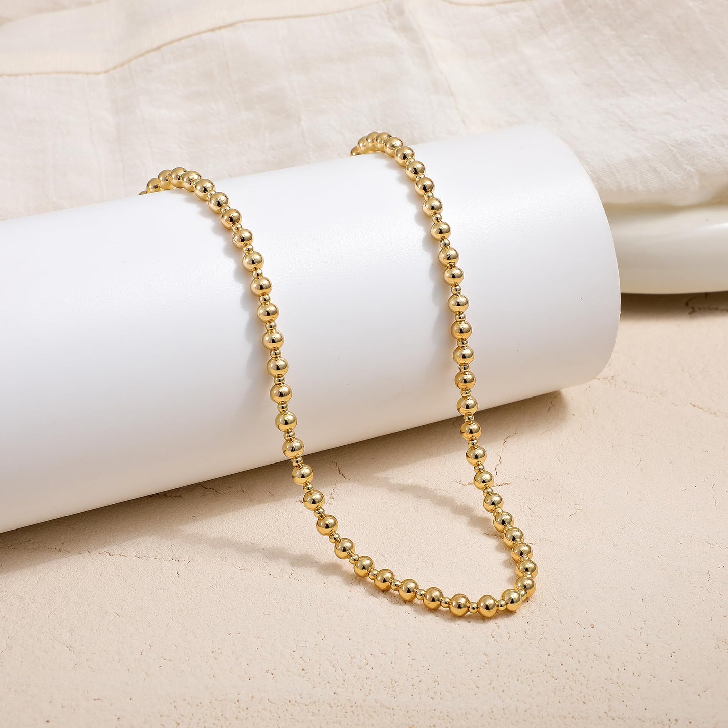 Sajidos Gold Plated Plastic Beaded Necklaces for Women 14K Gold Plated Bead Chunky Heart Charm Pendant Necklace Handmade Trend Fashion Jewelry Gifts
