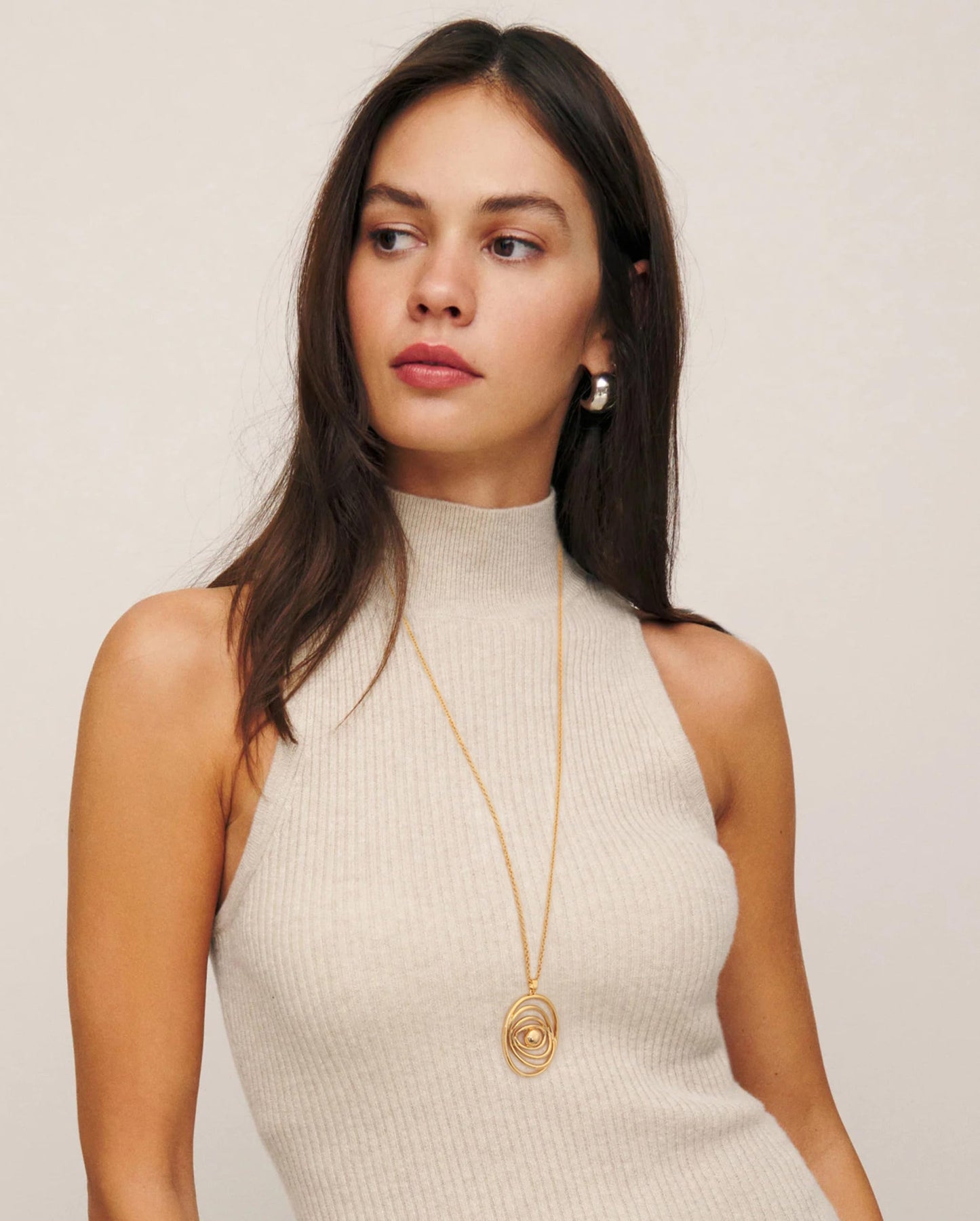 CANEVINKA 18K Gold Plated Evil Eye Oval Pendant Necklace Long Chain Link Sweater Necklace Layering Jewelry for Women