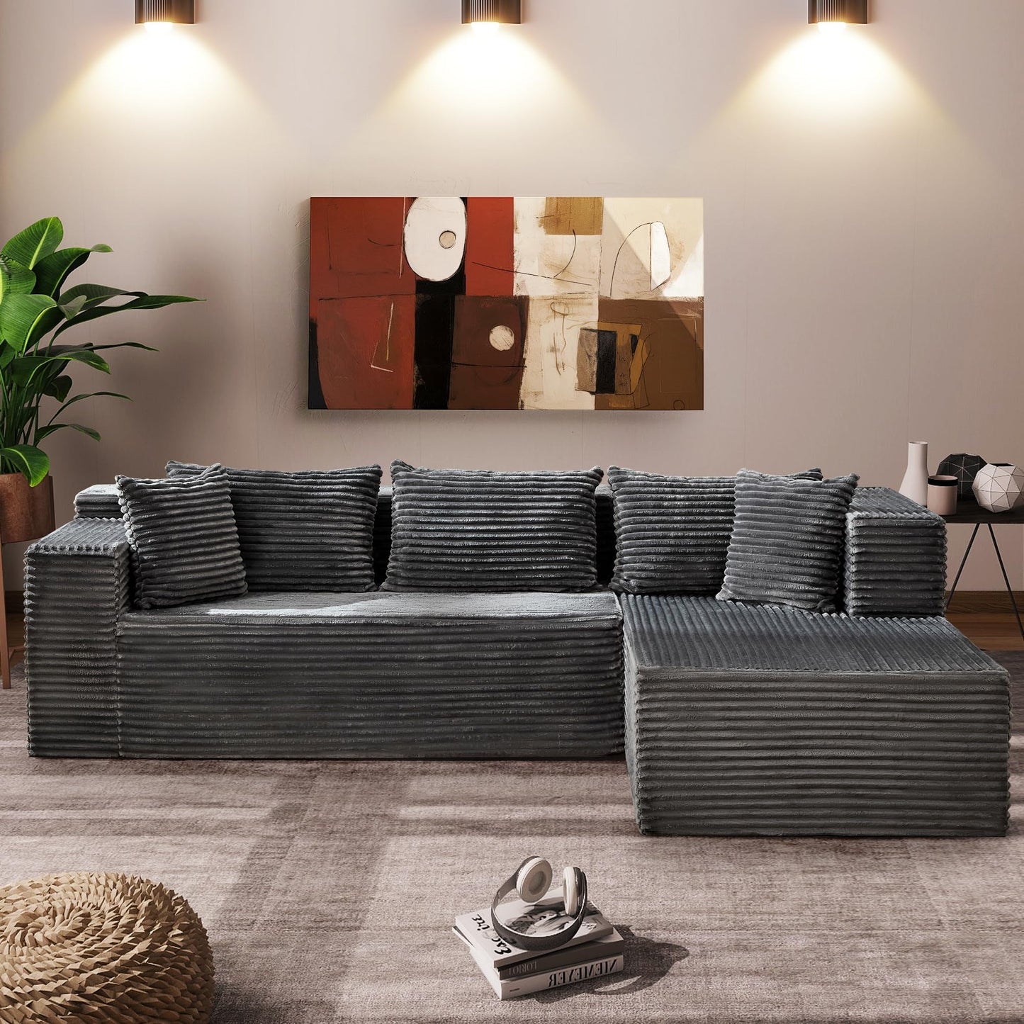 106” Modular Sectional Sofa, Cloud Sectional Couch with Deep Seat, Modern Modular L-Shape Sofa Couch with Chaise,Upholstered Couches for Living Room Bedroom No Assembly Required