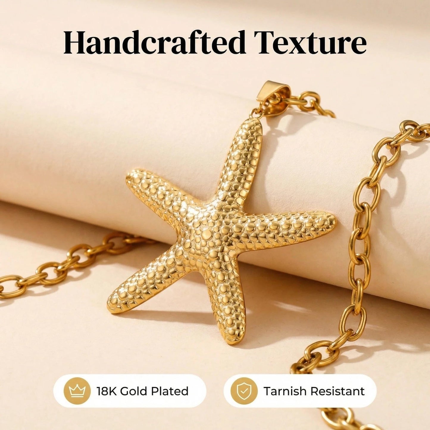 LSXHASGLD Delicate Starfish Pendant Necklace for Women, Stainless Steel Gold and Silver Tone Twisted Chain, Adjustable Summer Ocean Beach Jewelry