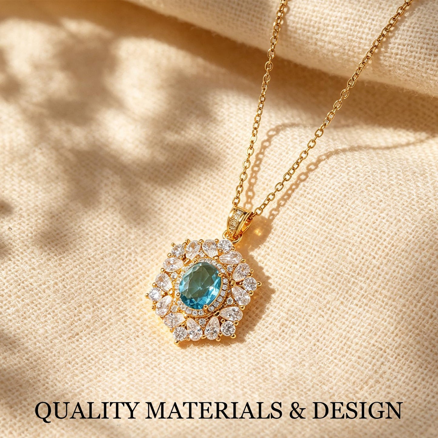 Blue Baroque Aquamarine Necklaces for Women-Gold Plated Healing Crystal March Birthstone Necklace For Valentines Day Mother's Day Christmas Birthday Gifts