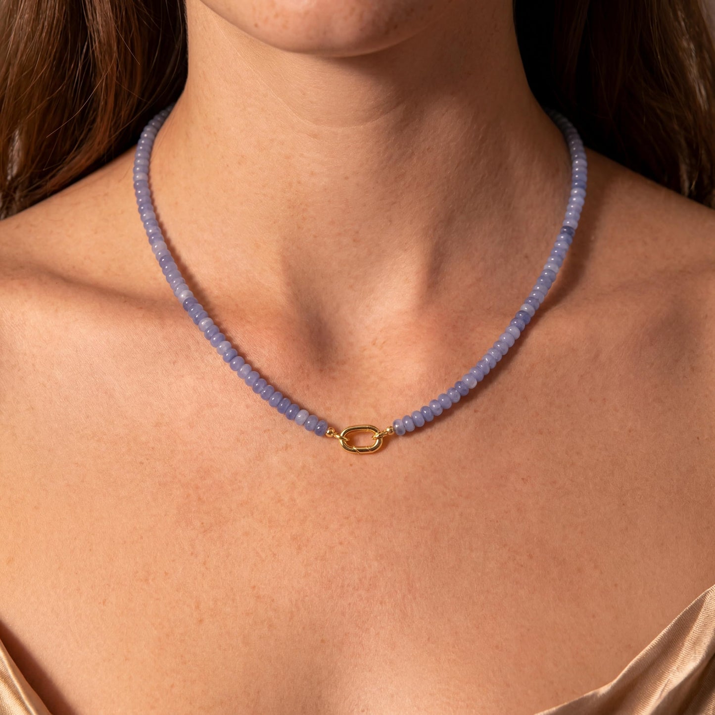 CONRAN KREMIX Sapphire Blue Stone Beaded Necklace for Women,Natural Stone Bead Choker Necklaces Boho Summer Beach Necklace Gemstone Jewelry Gift for Women