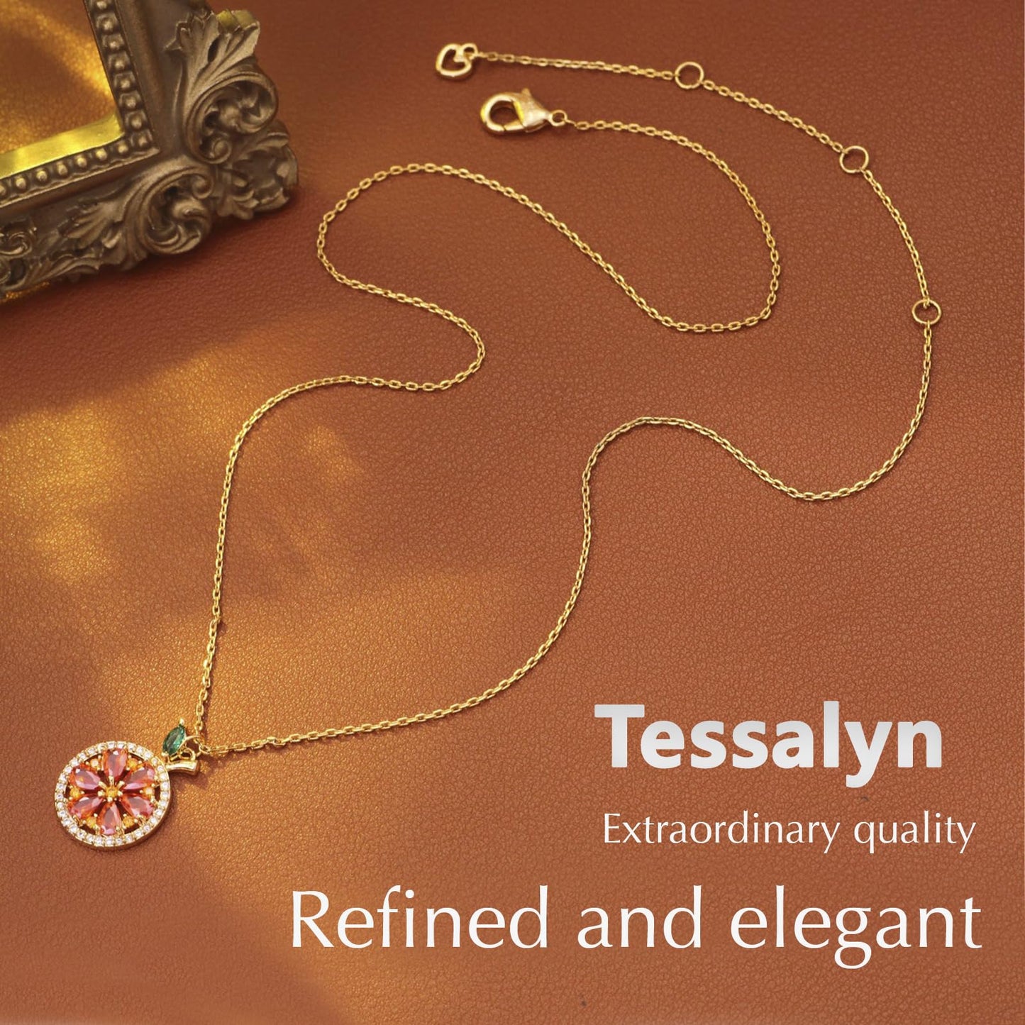 Tessalyn 18K Gold Plated Fruits Necklace, Sweet Little Lemon Pendant Necklace, Fruits Jewelry for Women Gifts, Personalized Pendant