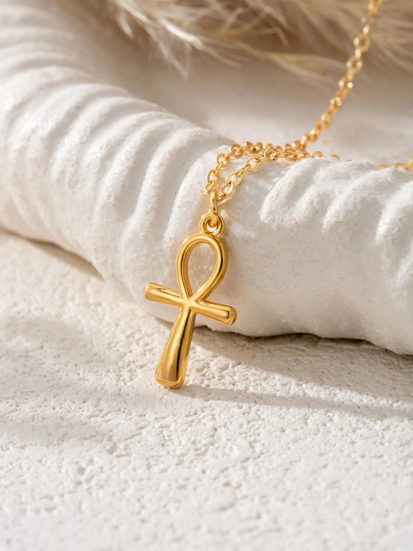 Baydurcan Gold Ankh Necklace Egyptian Jewelry for Women Spiritual Gifts for Women (Ankh Necklace)